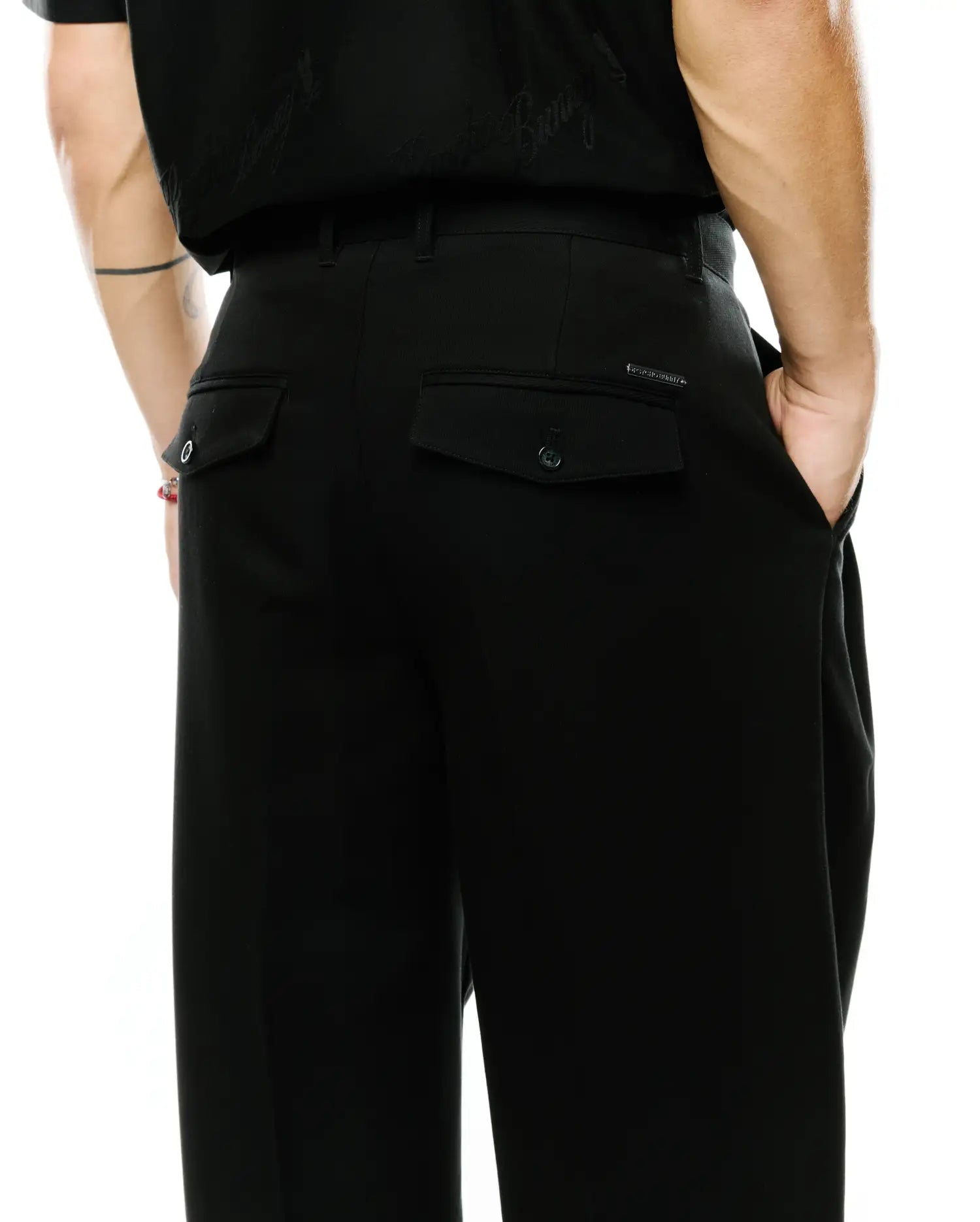 Psycho Bunny Men's Pants Wayde Wide-Leg Pleated Pants pantaloni neri a gamba larga
