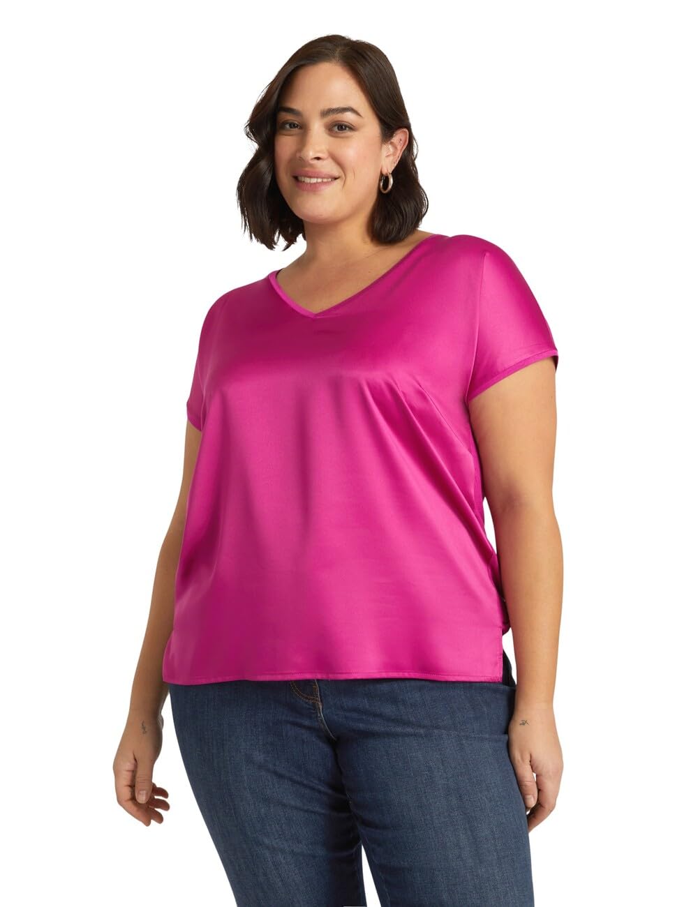 Fiorella Rubino Top e t-shirt T-shirt in Raso e Jersey t-shirt blu curvy