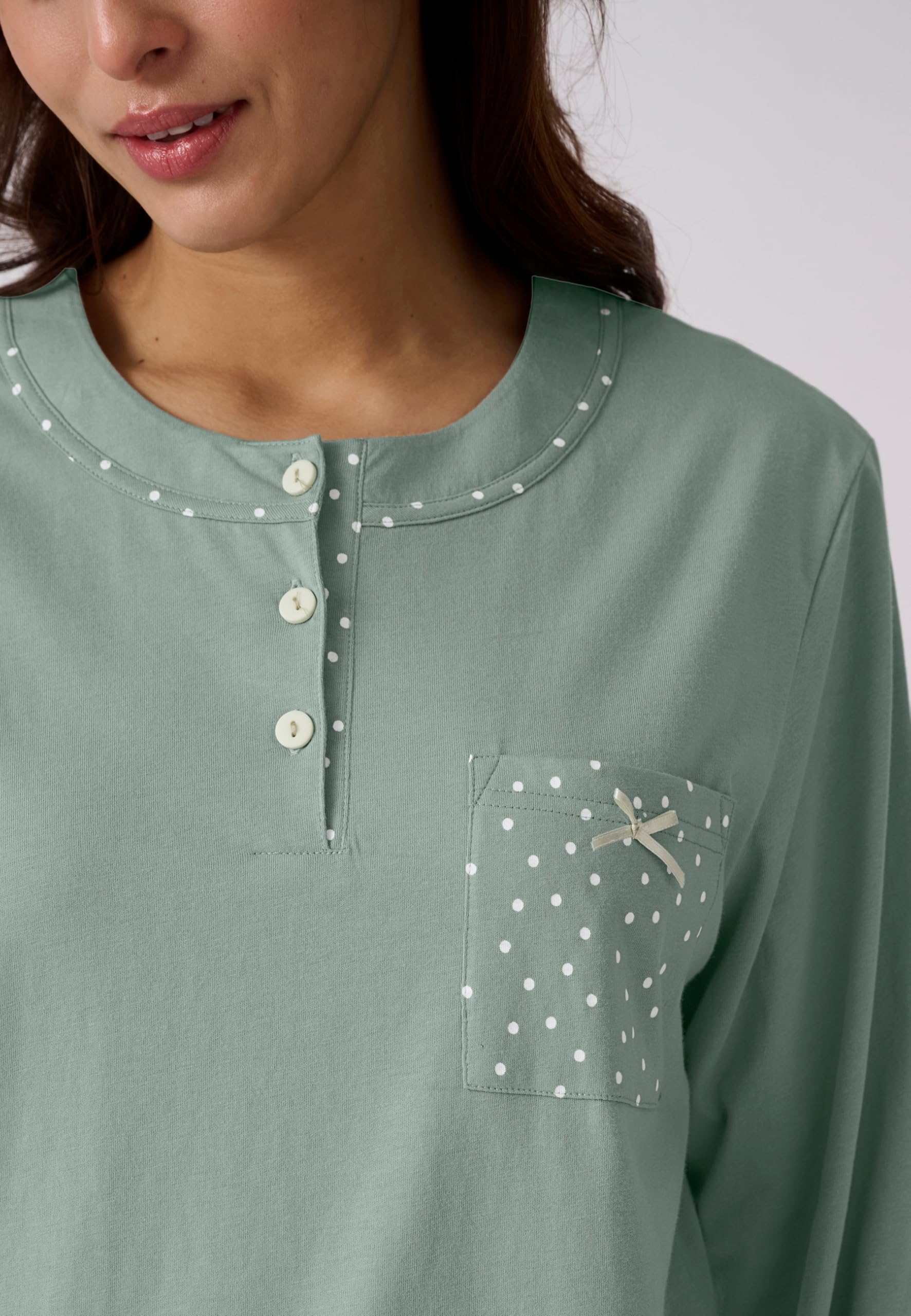 Damart Homewear pigiama donna cotone biologico taglia S blu verde piselli
