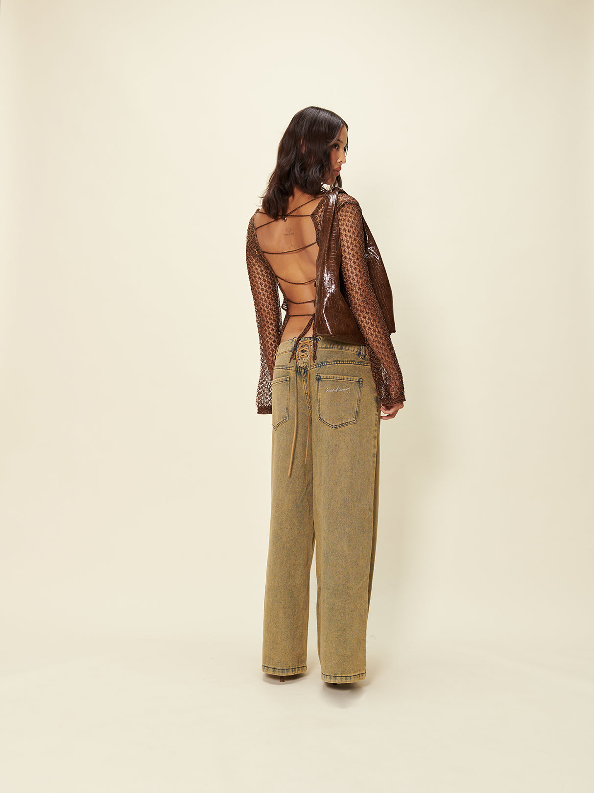 House Of Sunny Women's Denim Sandblast Wide Leg Denim jeans wide leg XS-3XL vita regolabile