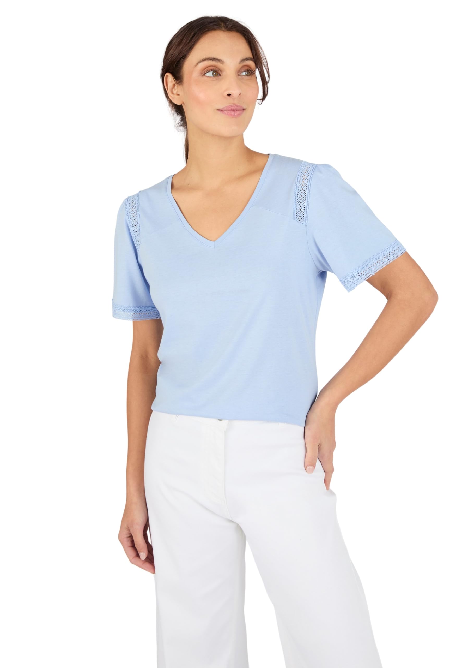 Damart Prêt-à-porter T-Shirt dettagli pizzo donna bianca 38-40
