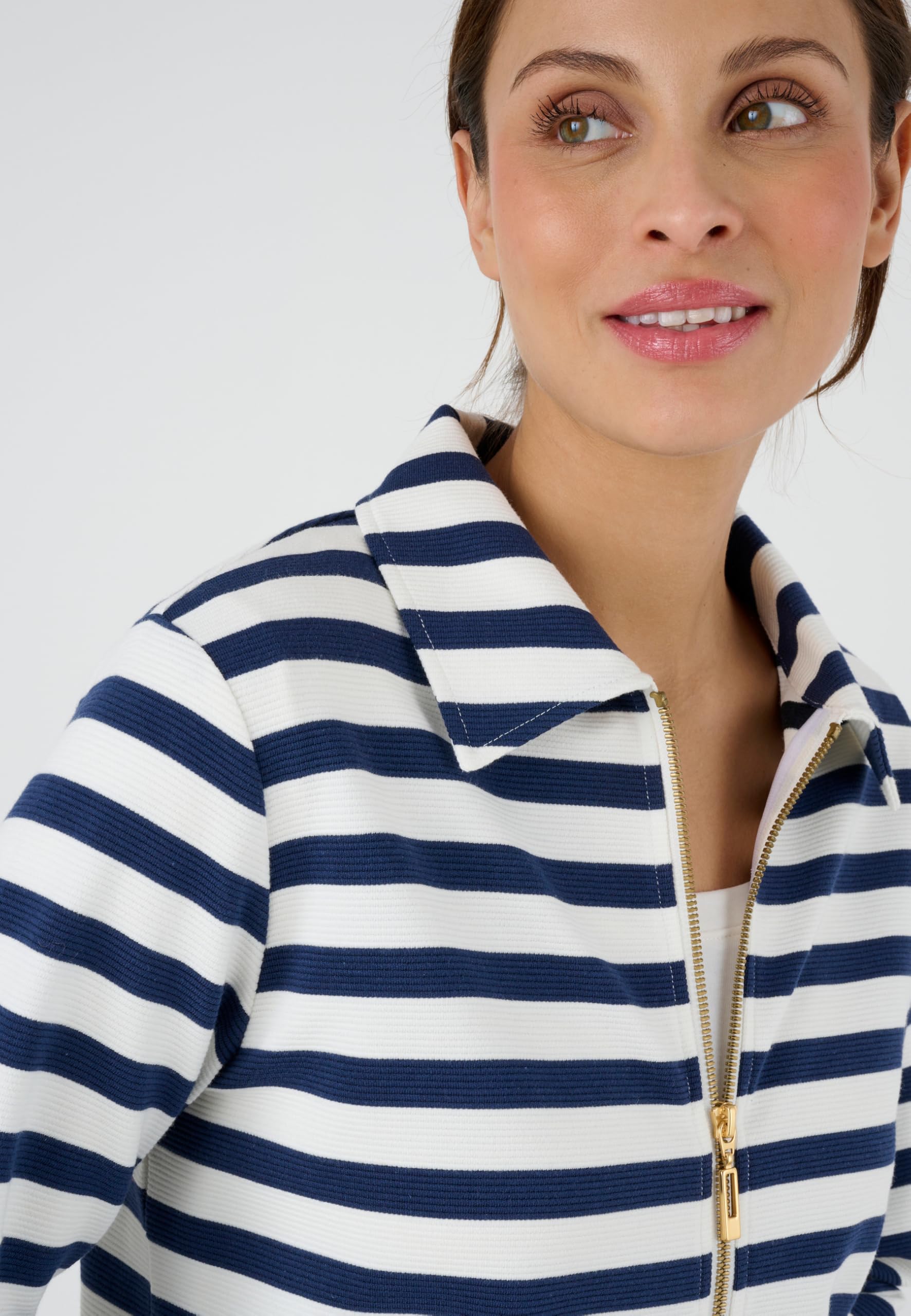 Damart Prêt-à-porter Giacca relax in maglia a righe 38-40 con zip dorata