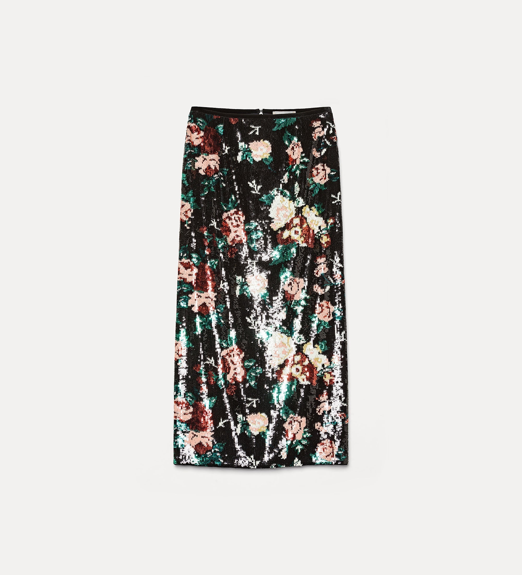 Forte gonne gonna a matita ricamo paillettes bouquet verde