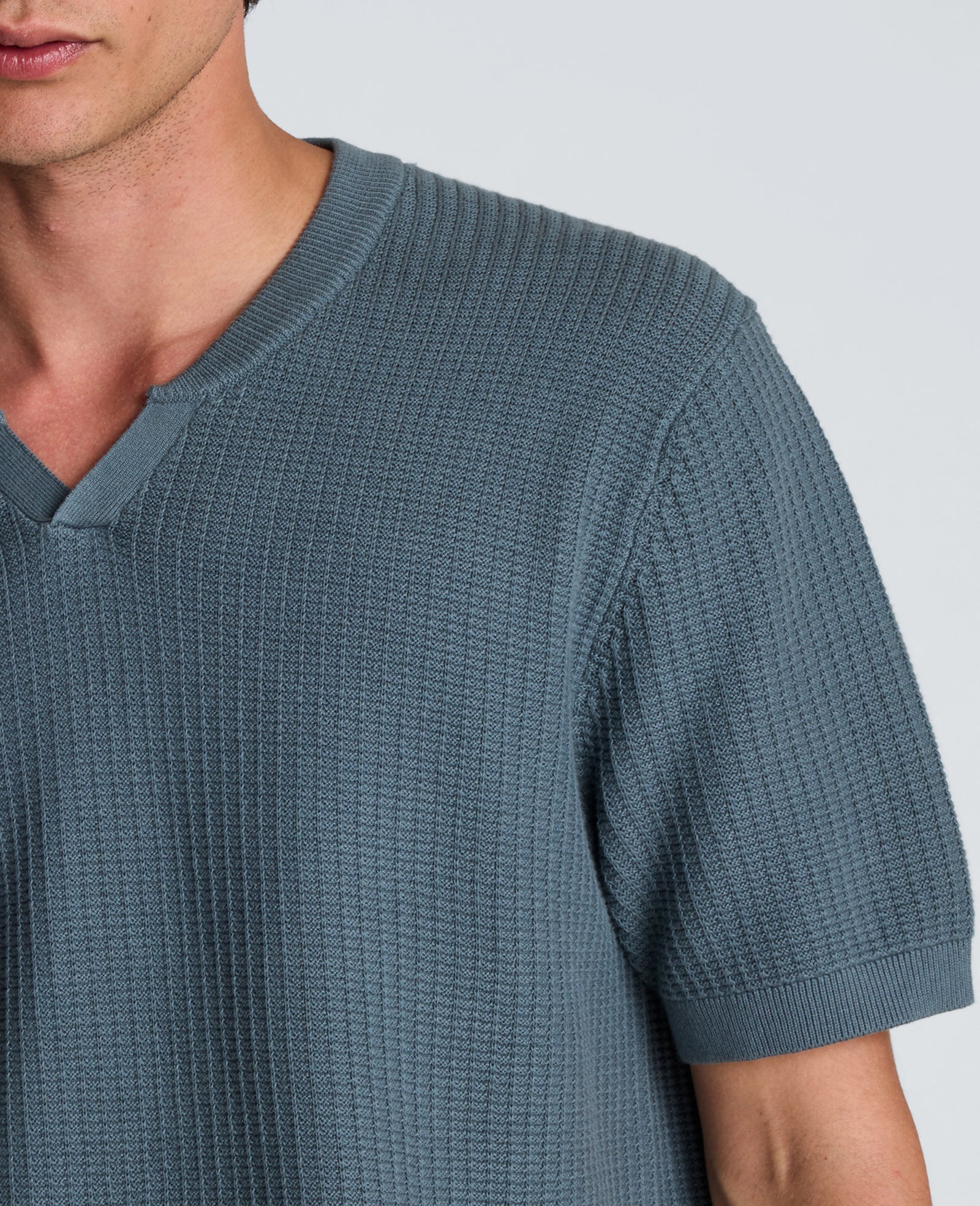 Kenneth Cole Reaction Johnny Collar Henley Sweater maglione blu medio S-XXL in cotone