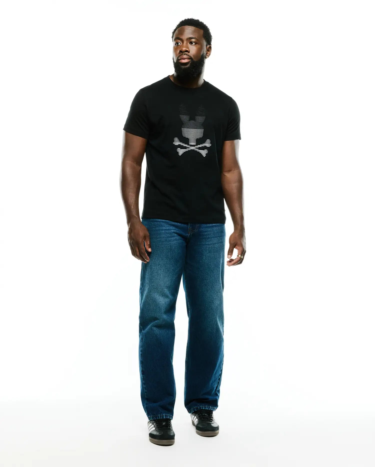 Psycho Bunny Men's Tees MEN'S SLADE BUNNY GRAPHIC TEE MT0200452 T-shirt nera in cotone Pima