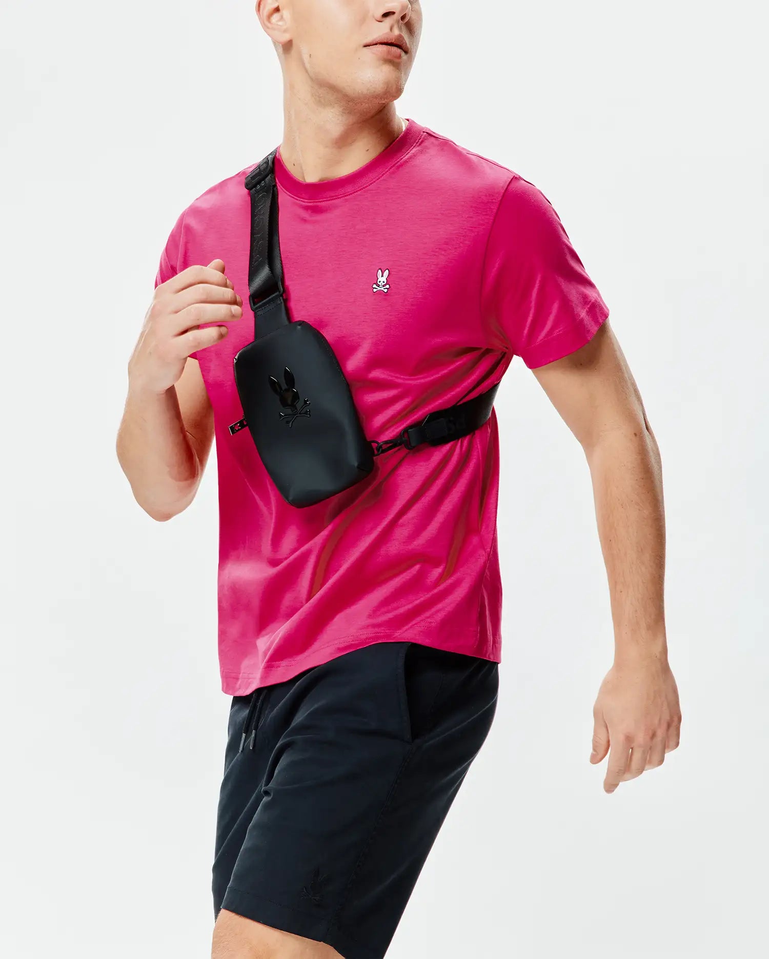 Psycho Bunny Men's Tees Classic Crew Neck Tee B6U014F200 maglietta rosa Yarrow XXS–XXXL in cotone Pima
