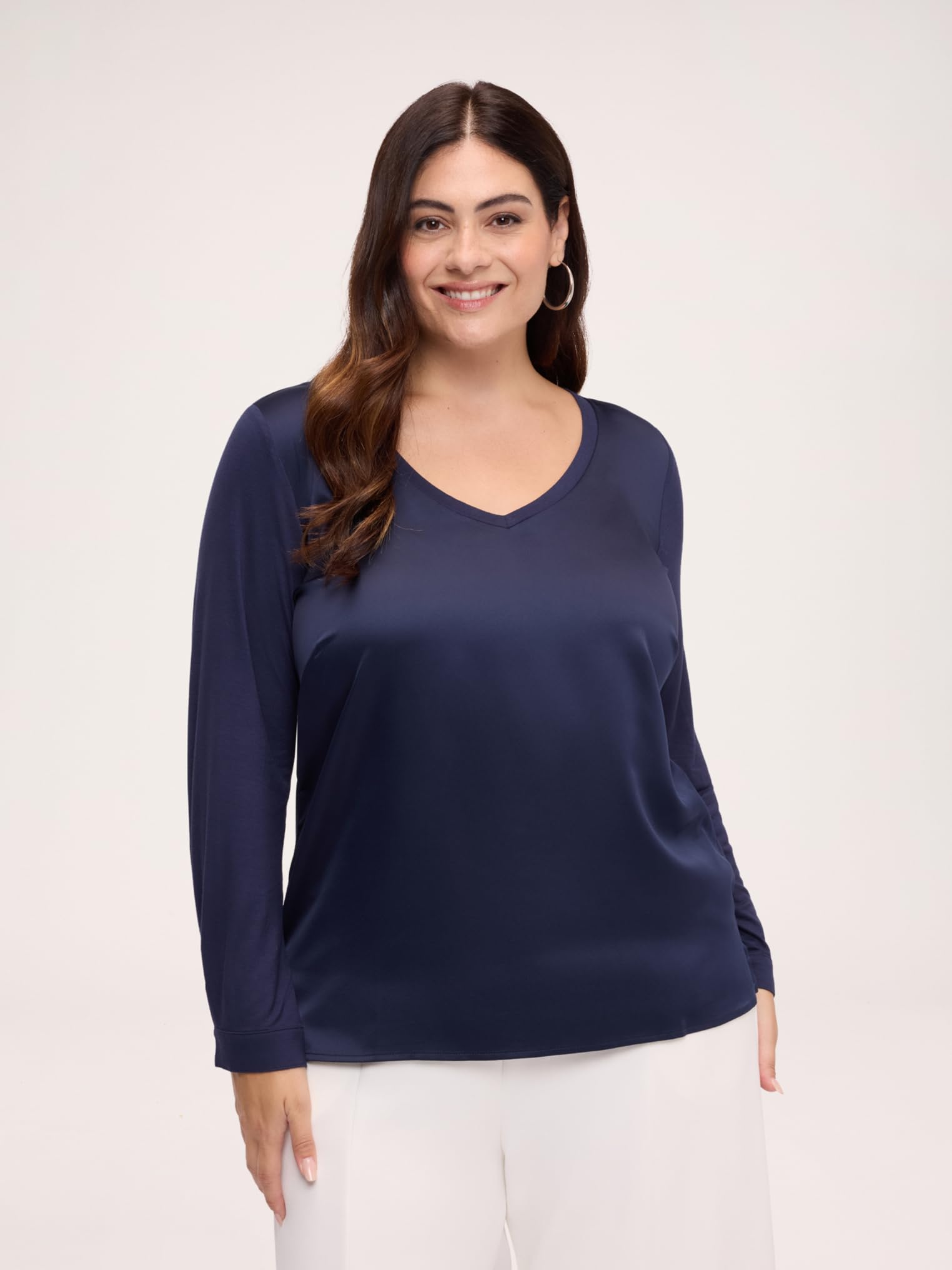 Fiorella Rubino Top e t-shirt T-shirt scollo a V bimaterica M Plus