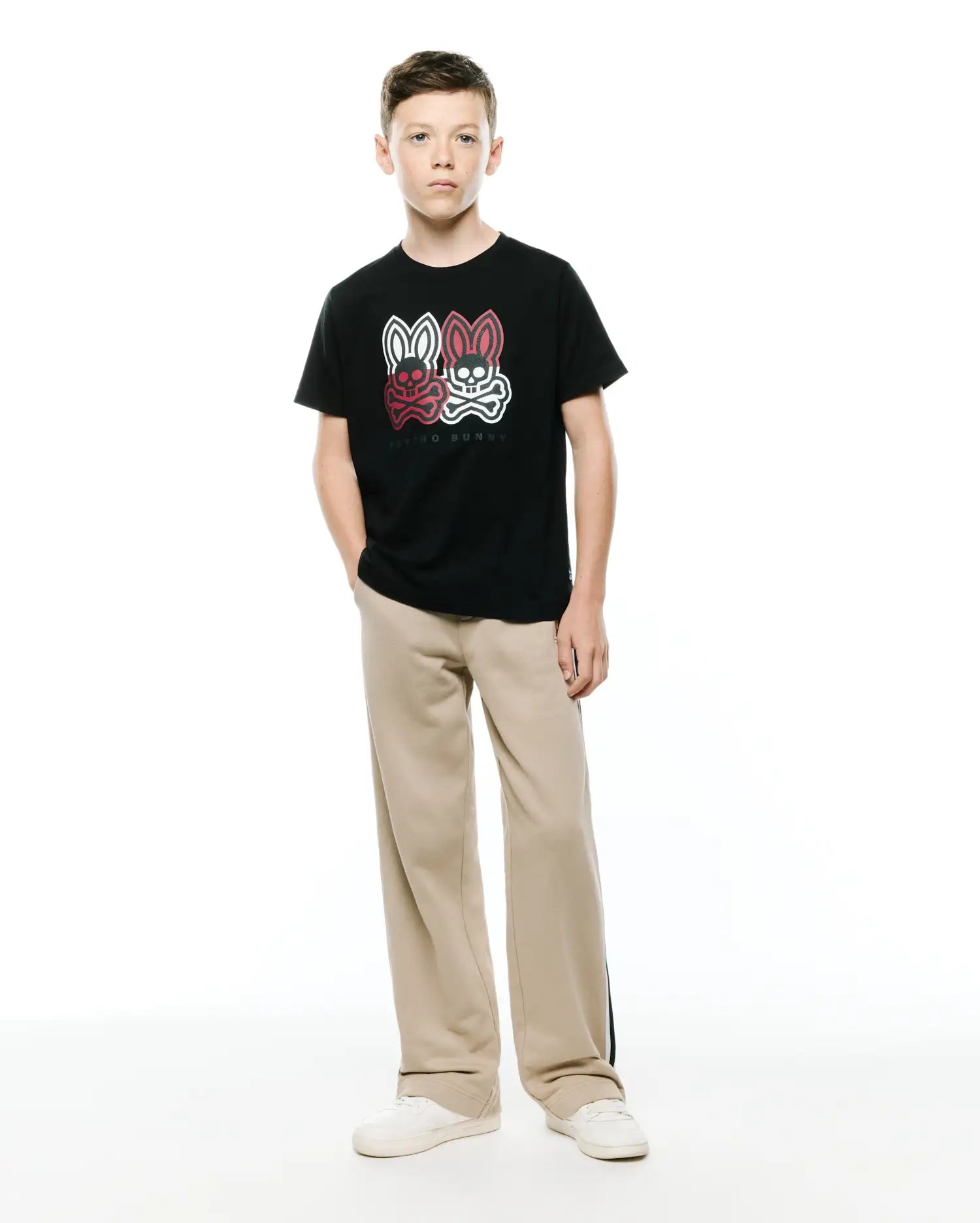 Psycho Bunny Kids Tees Ledger Graphic Tee KT0200258 t-shirt nera bambini cotone Pima