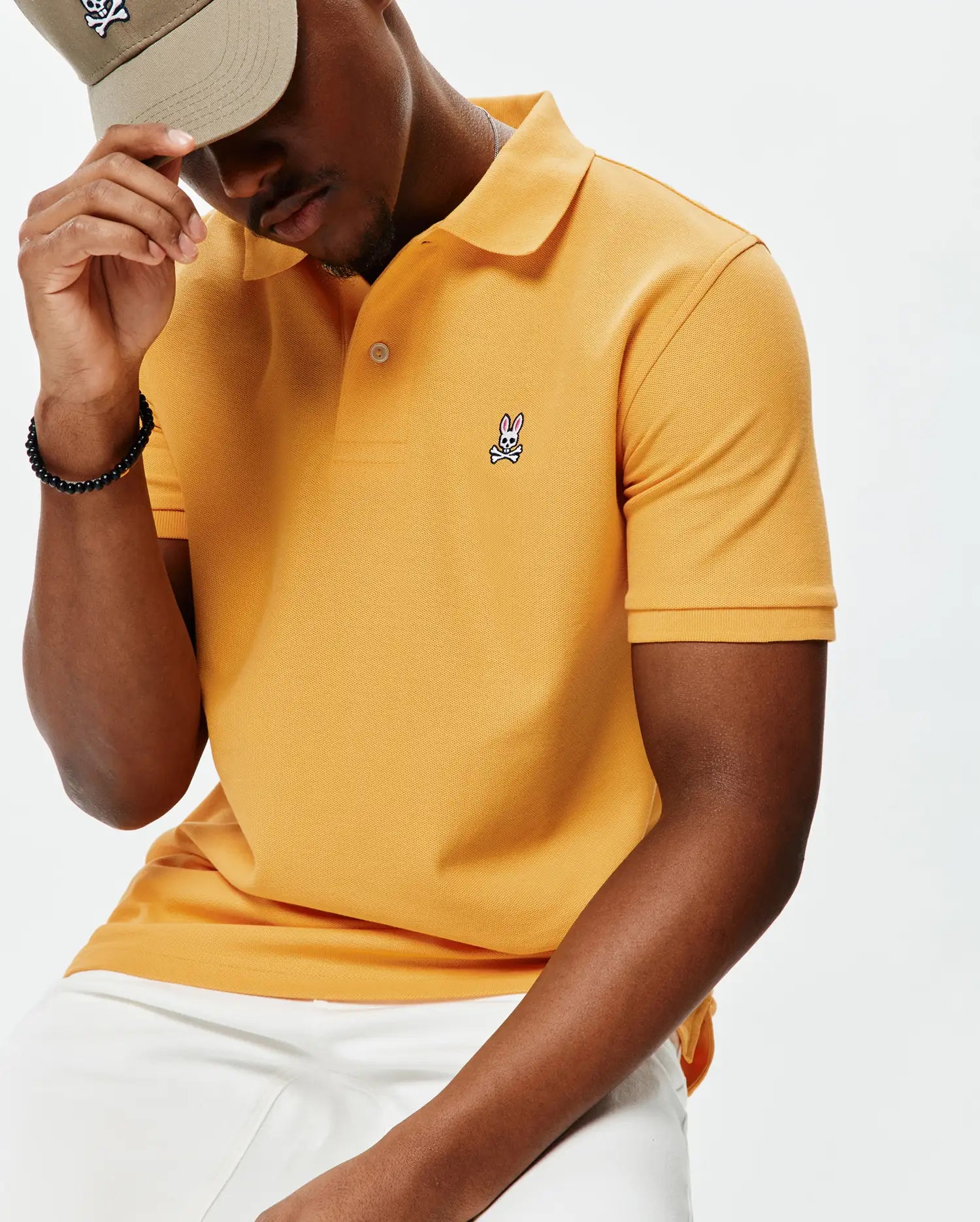 Psycho Bunny Men's Polos Classic Pique Polo B6K001F200 polo gialla in piqué