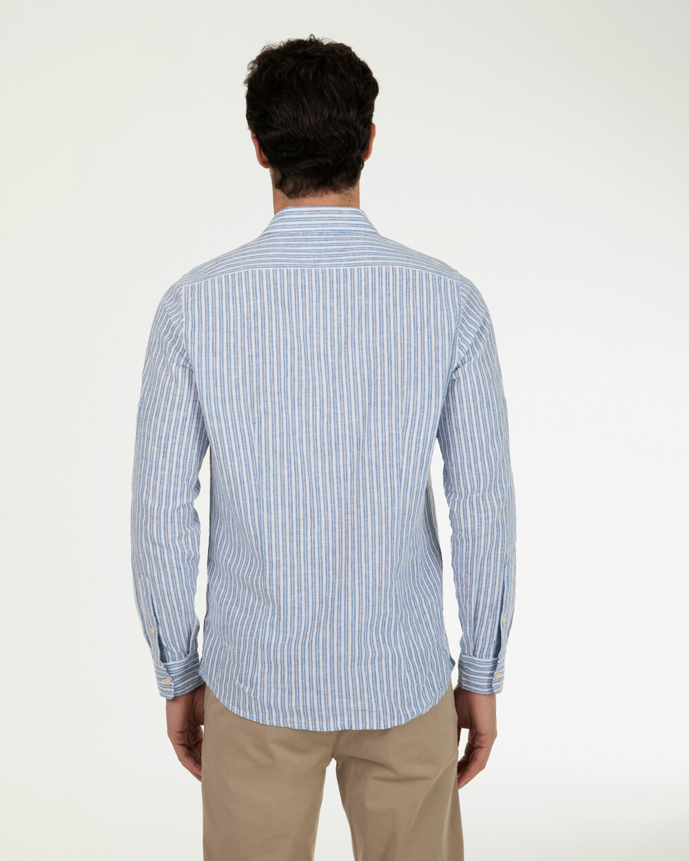 Markup Uomo Camicie Camicia collo francese lino rigato