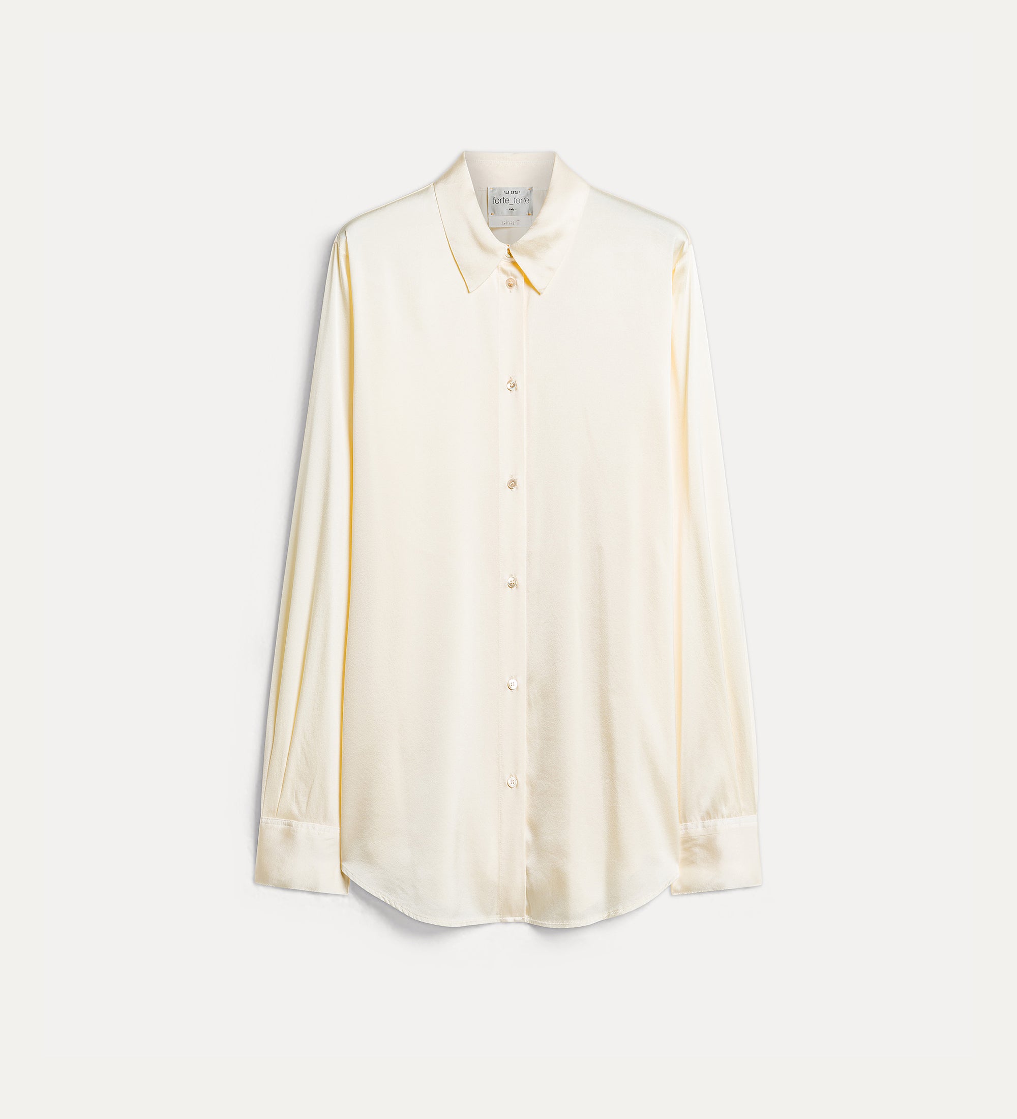 Forte camicie Heavy silk satin shirt camicia avorio in raso di seta