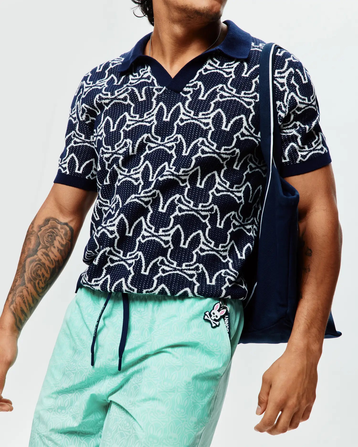 Psycho Bunny Sidney Oversized Knit Polo MT0100264 polo blu