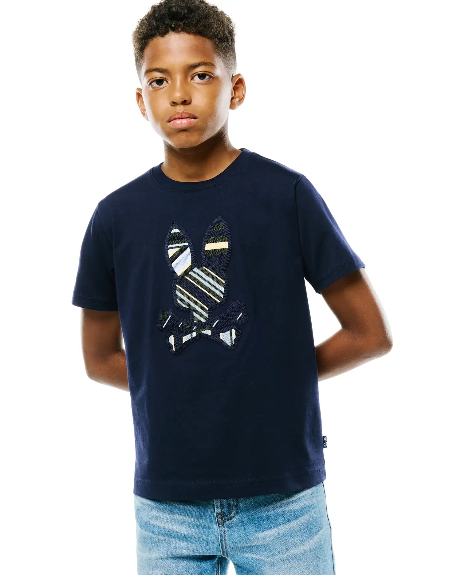 Psycho Bunny Kids Tees Drew Graphic Tee KT0200264 t-shirt blu Pima