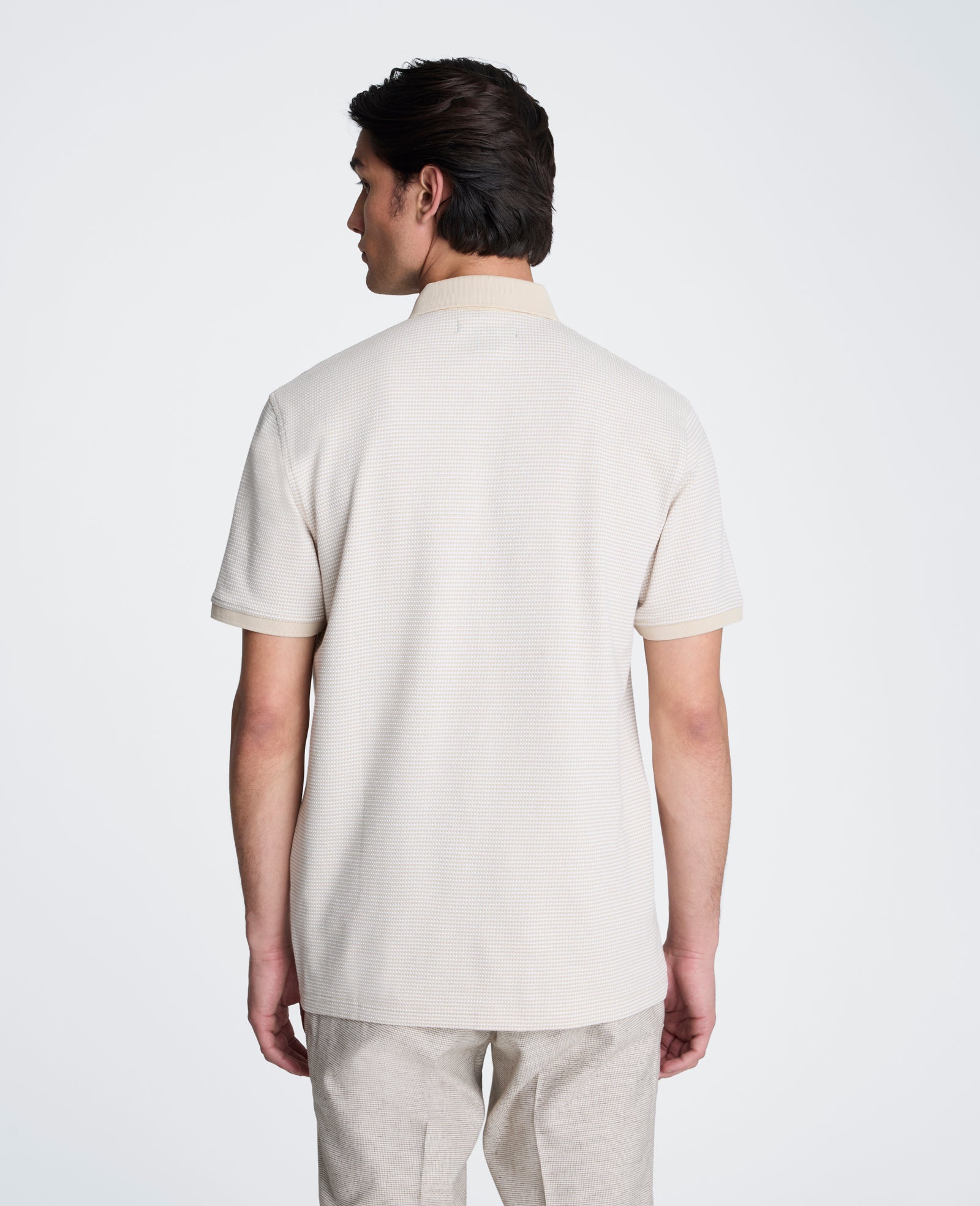 Kenneth Cole Reaction Clothing Contrast Placket Button Polo polo uomo bianca beige