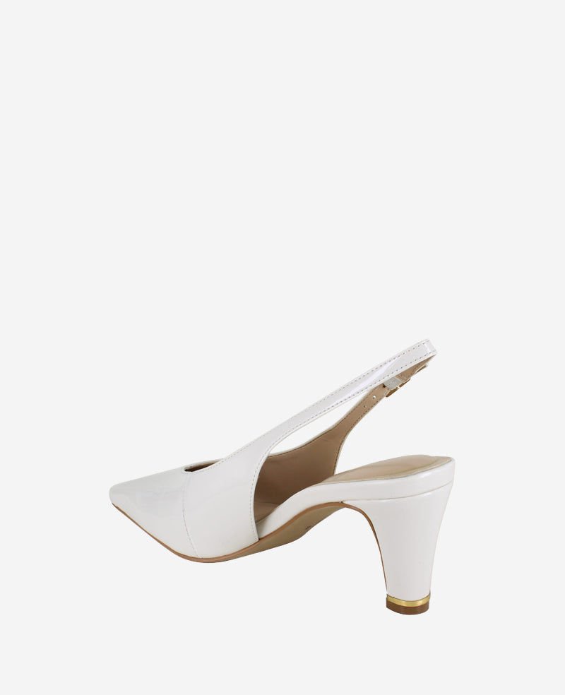 Kenneth Cole Reaction Shoes Meilani Patent Point Toe Slingback scarpa ecru patent