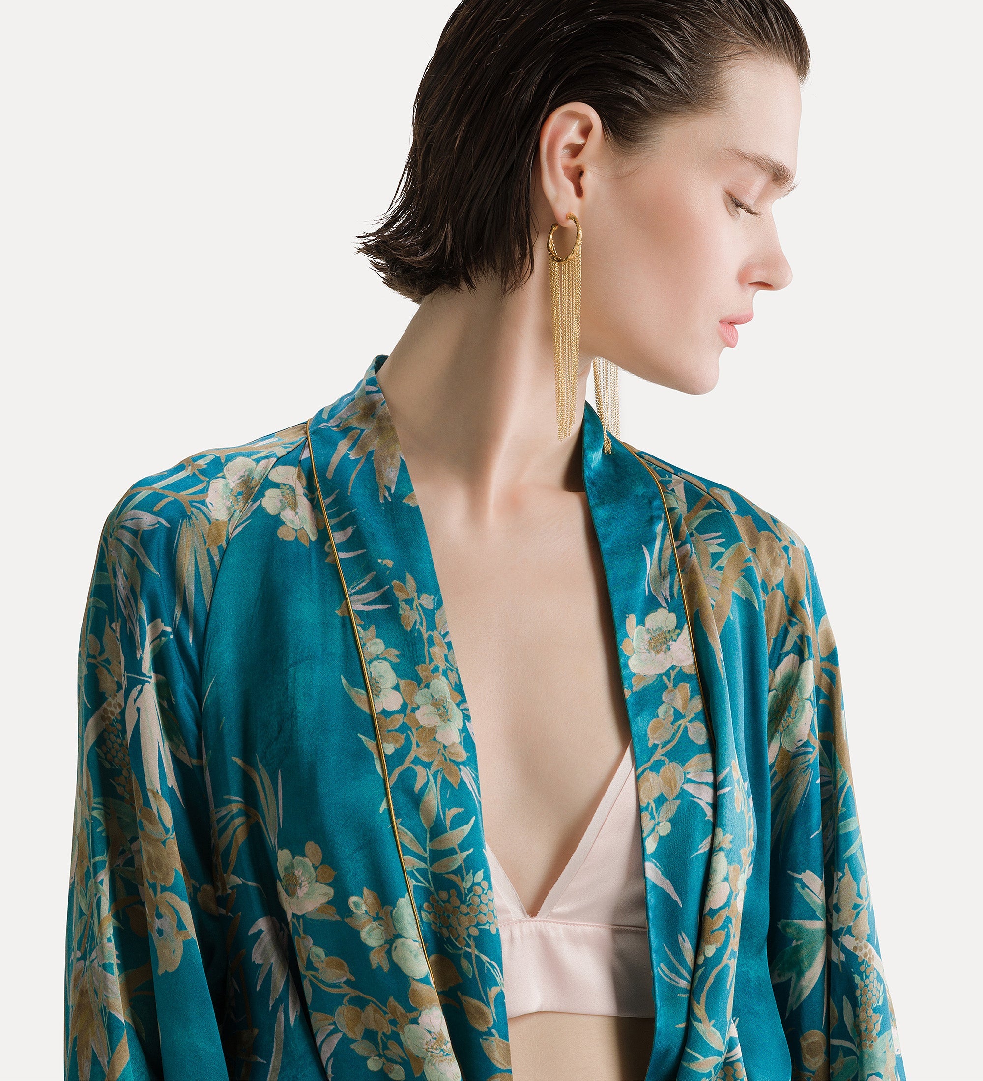 Forte capispalla e kimono Le Bambou Secret kimono satin jade
