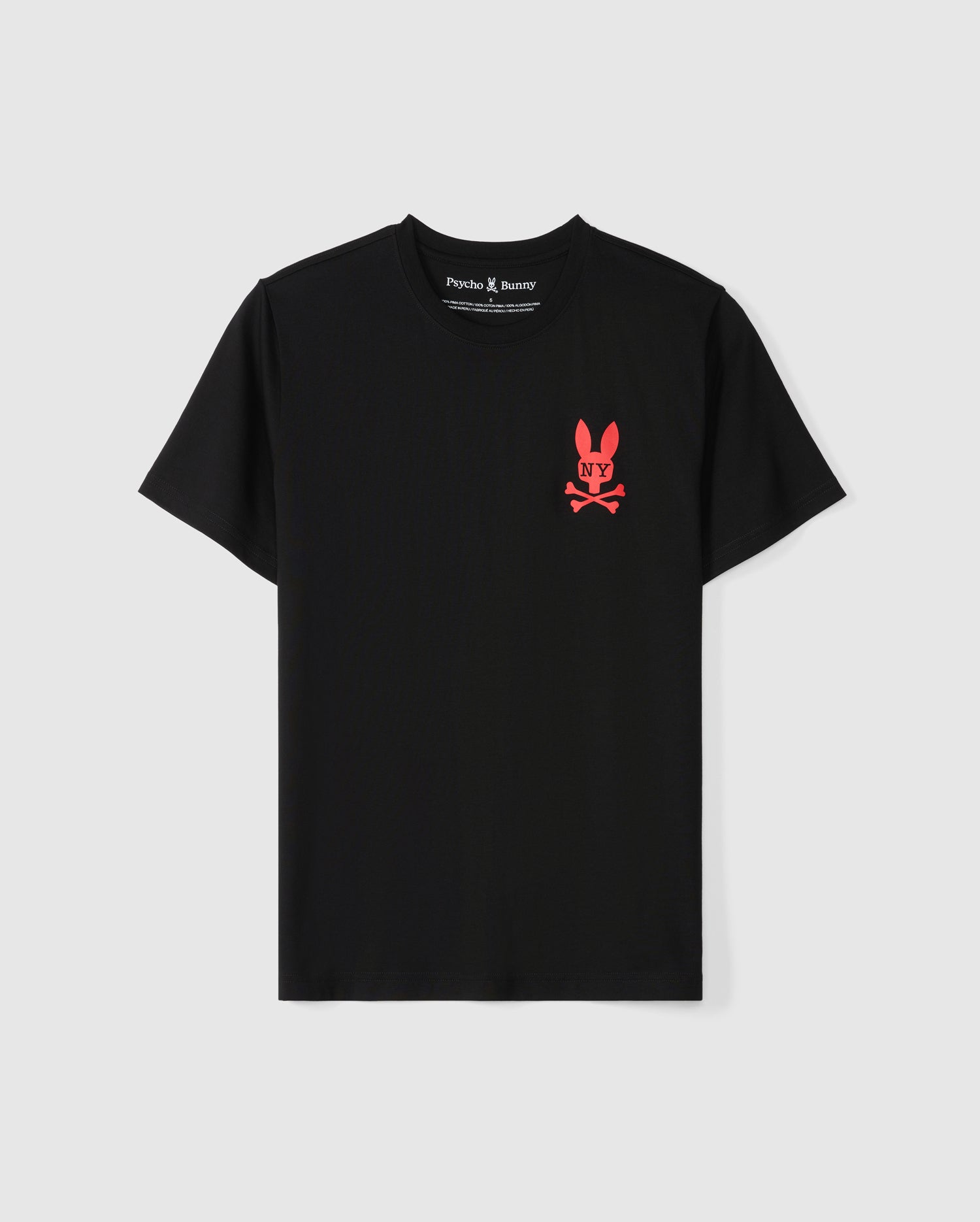 Psycho Bunny Men's Tees New York Tee B6U554W1PC T-shirt nera in cotone Pima