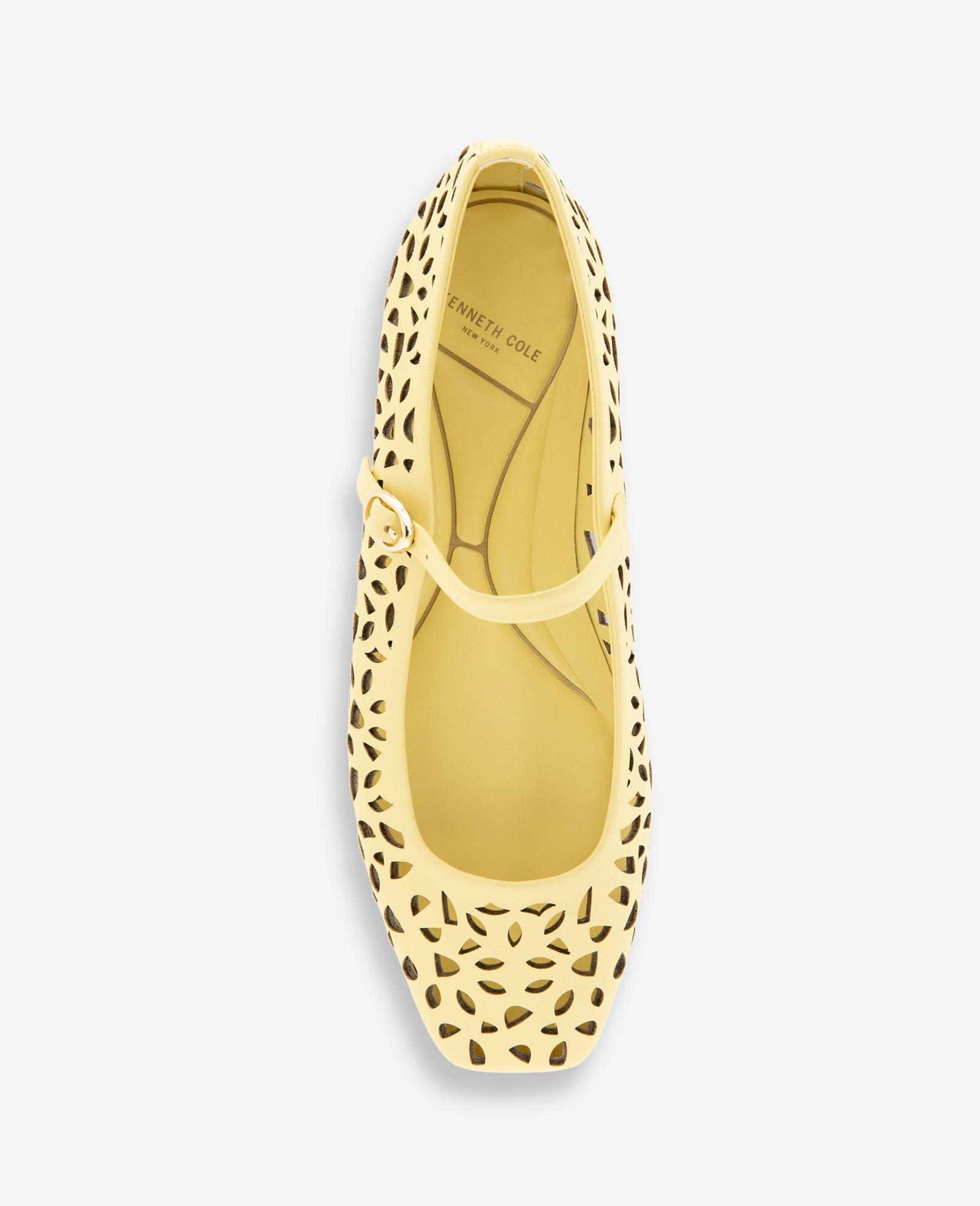 Kenneth Cole Reaction Shoes Jasper Perforated Leather Ballet Flat ballerine giallo burro in pelle