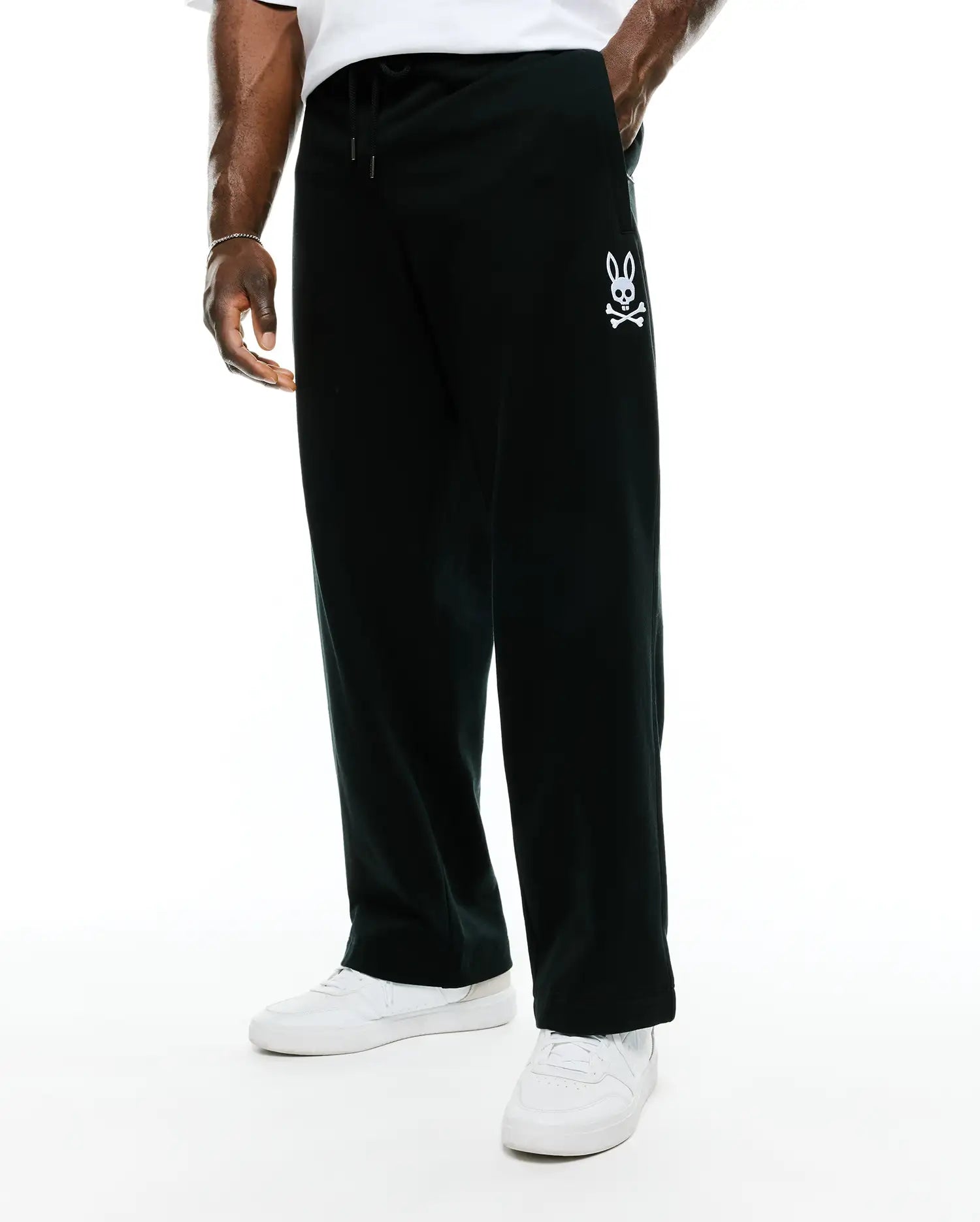 Psycho Bunny Big & Tall BIG & TALL HAIDEN FLEECE SWEATPANTS - BB0800009 pantaloni felpa neri taglie forti
