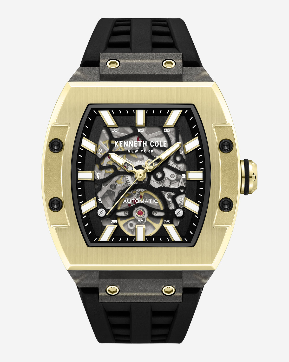 Kenneth Cole Reaction Watches Skeleton Automatic Silicone Watch orologio nero