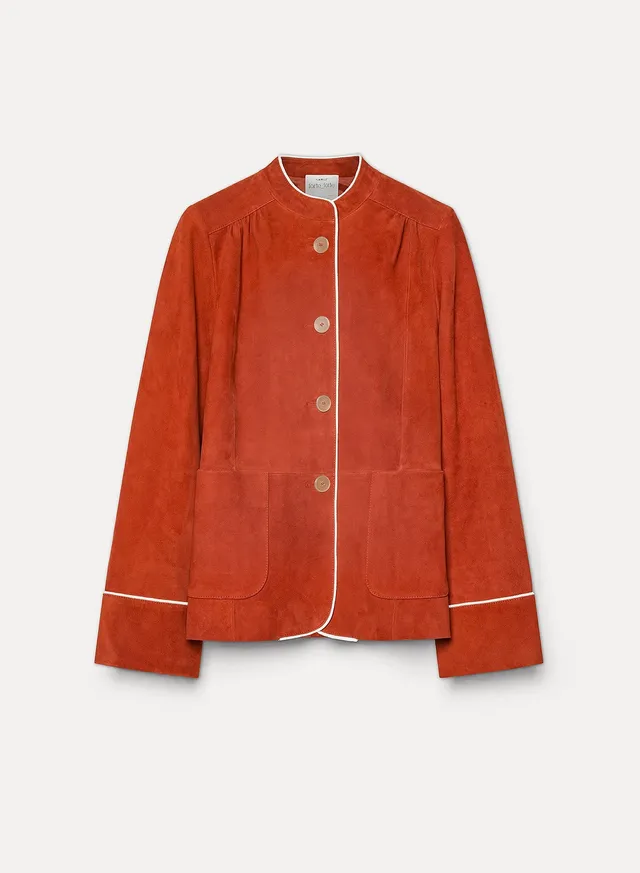 Forte giacche suede band collar jacket giacca curcuma in suede