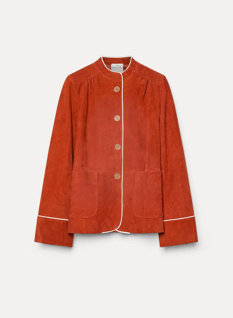 Forte giacche suede band collar jacket giacca curcuma in suede