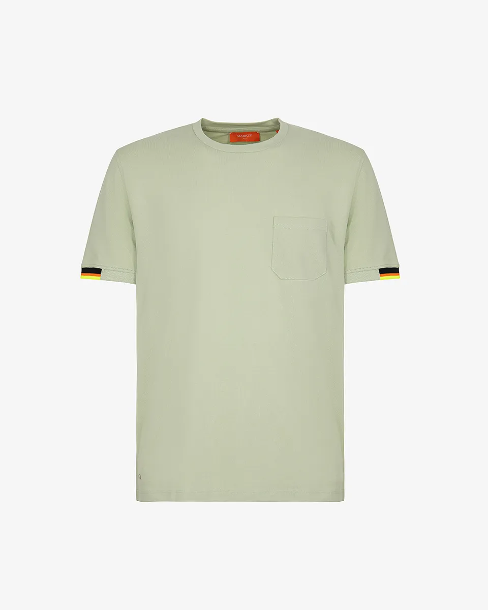 Markup Uomo Maglieria Girocollo piquet stretch con taschino inserti multicolor maglia uomo