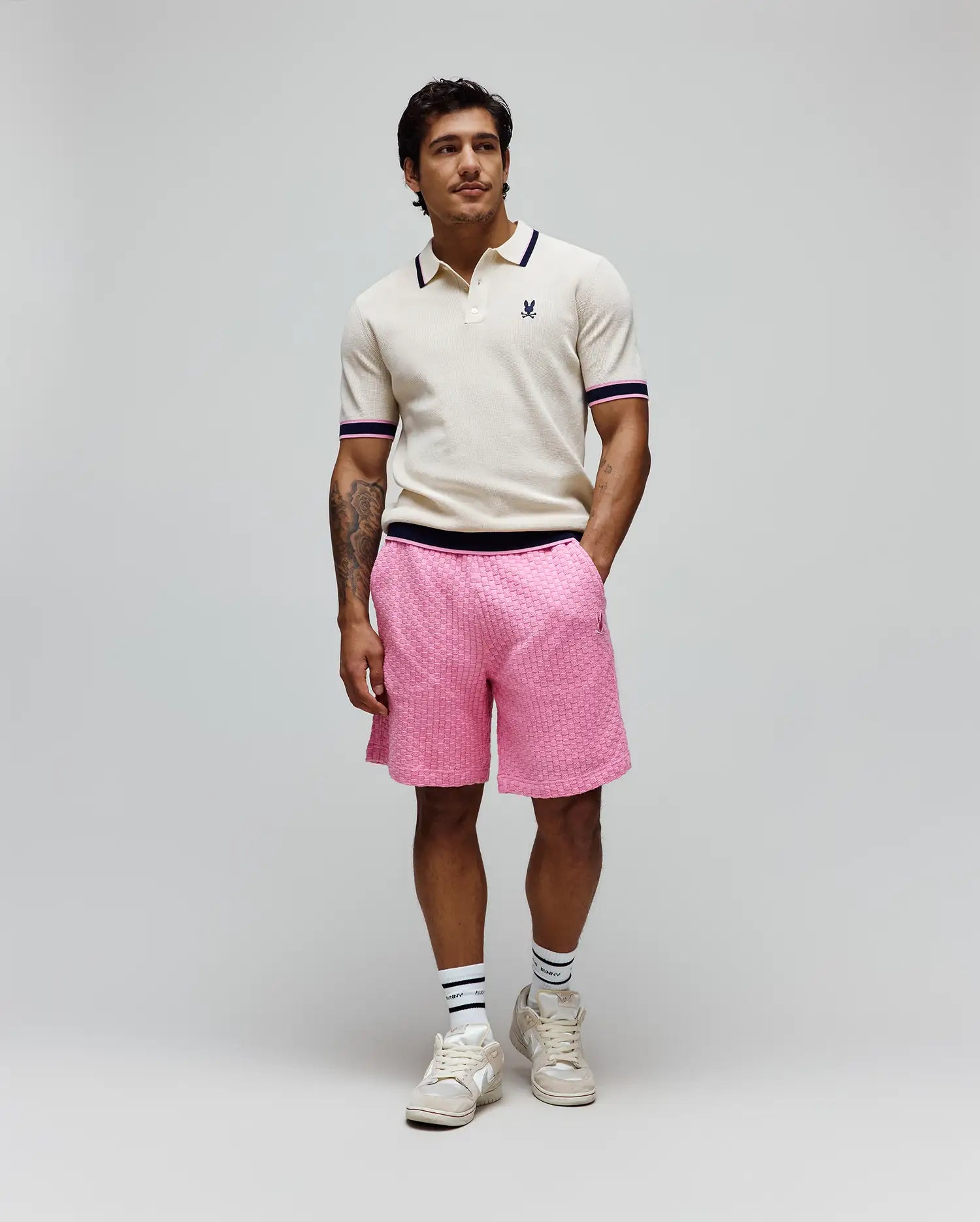 Psycho Bunny Men's Shorts MENS GAREN OVERSIZED KNIT SHORT 7 1/2 MB0900065 shorts rosa