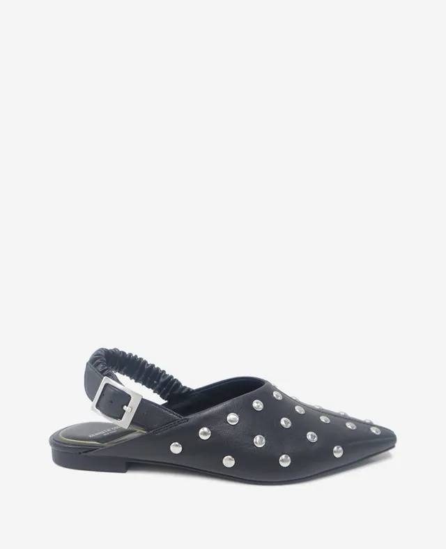 Kenneth Cole Reaction Shoes Nicola Studded Leather Slingback Sandal sandali neri in pelle borchiata