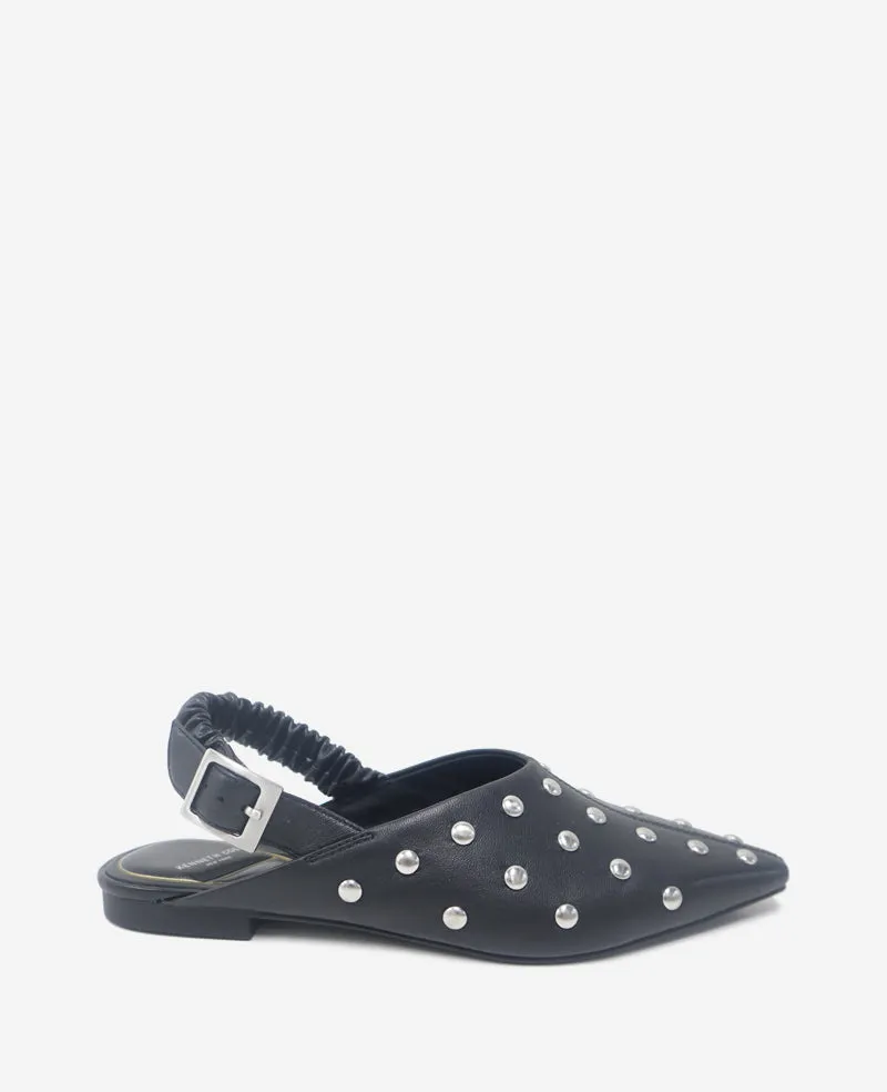 Kenneth Cole Reaction Shoes Nicola Studded Leather Slingback Sandal sandali neri in pelle borchiata