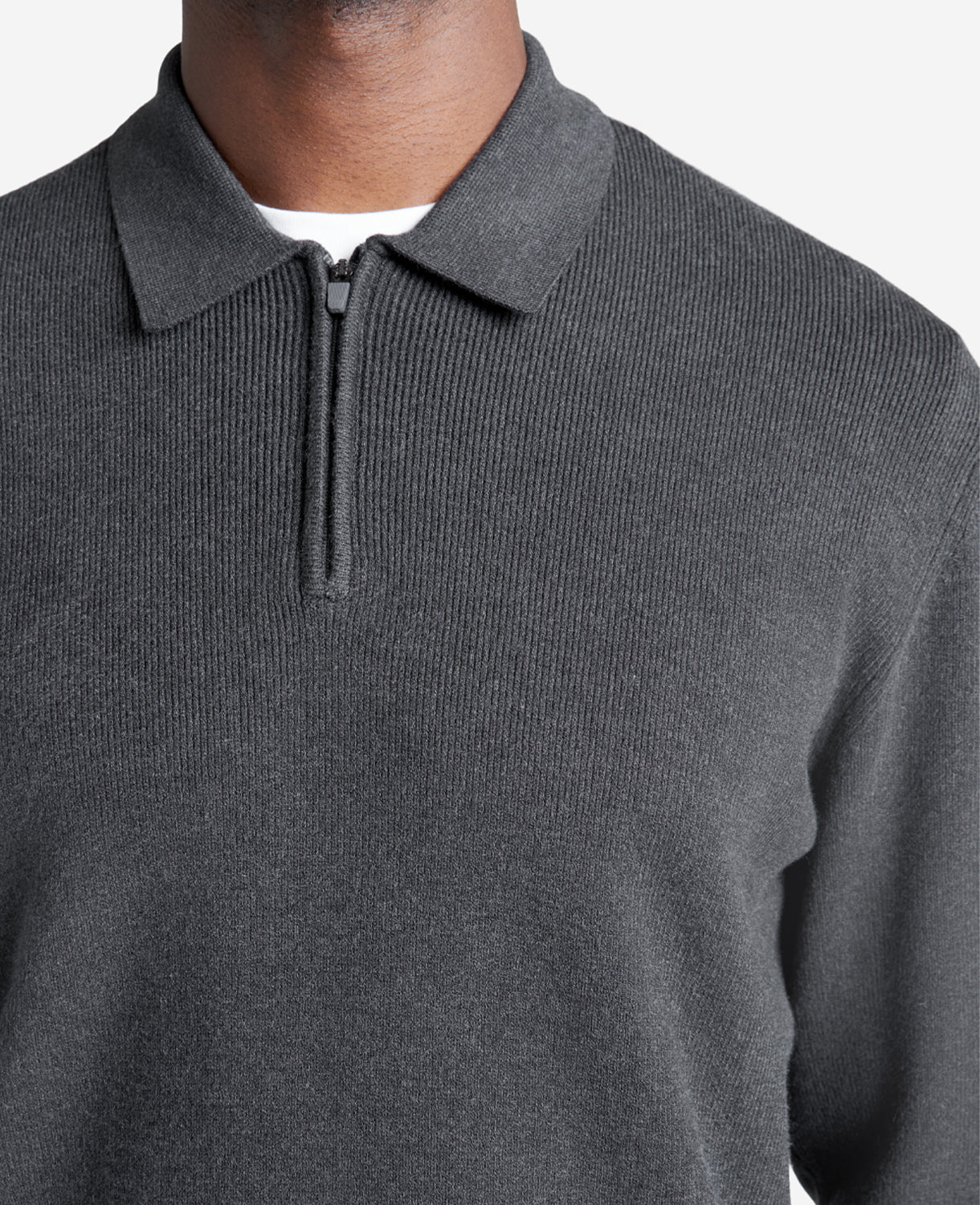Kenneth Cole Reaction Clothing Long Sleeve Polo Sweater maglione polo antracite mezza zip