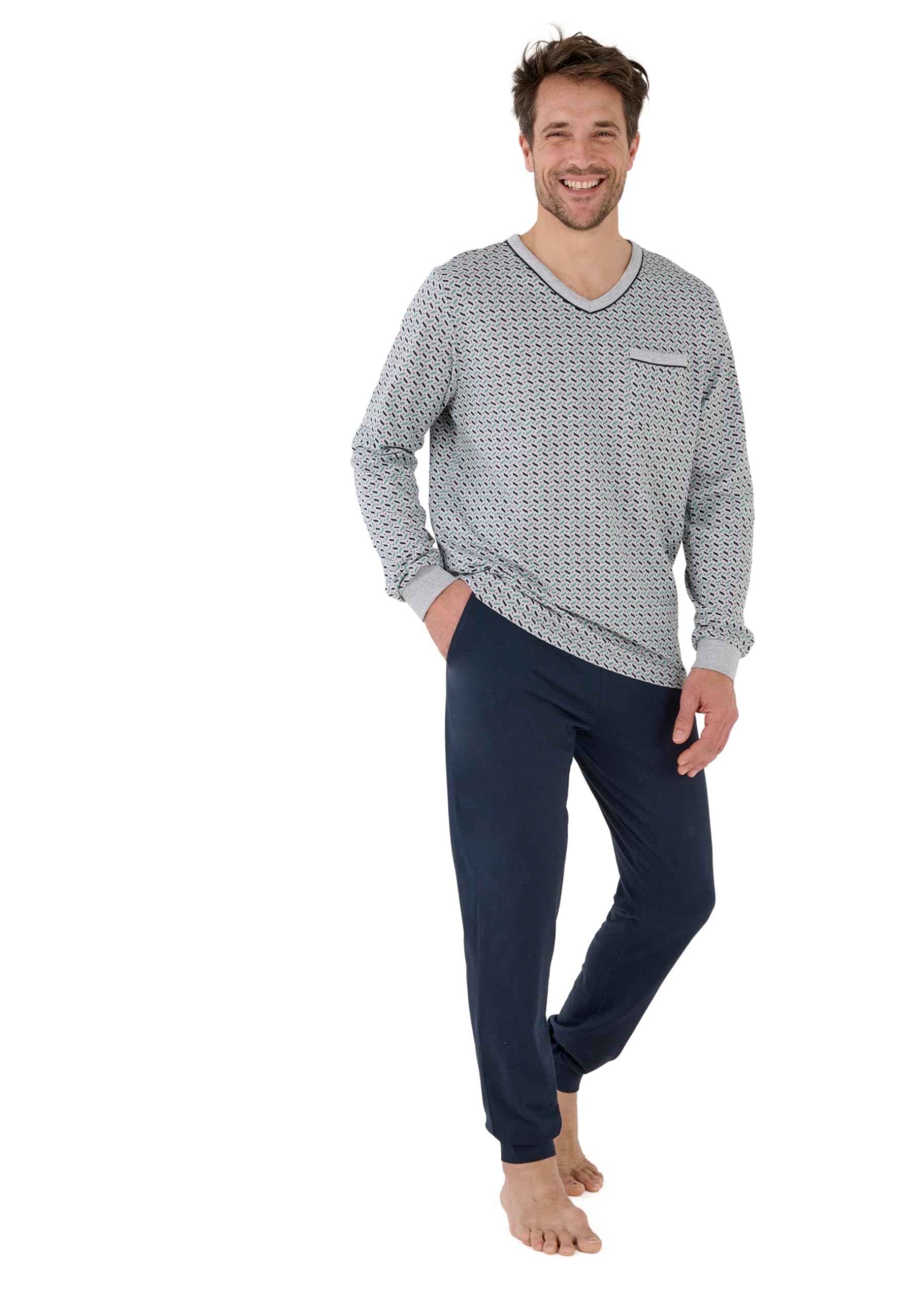 Damart Homewear pigiama jogging uomo grigio effetto grafico S cotone