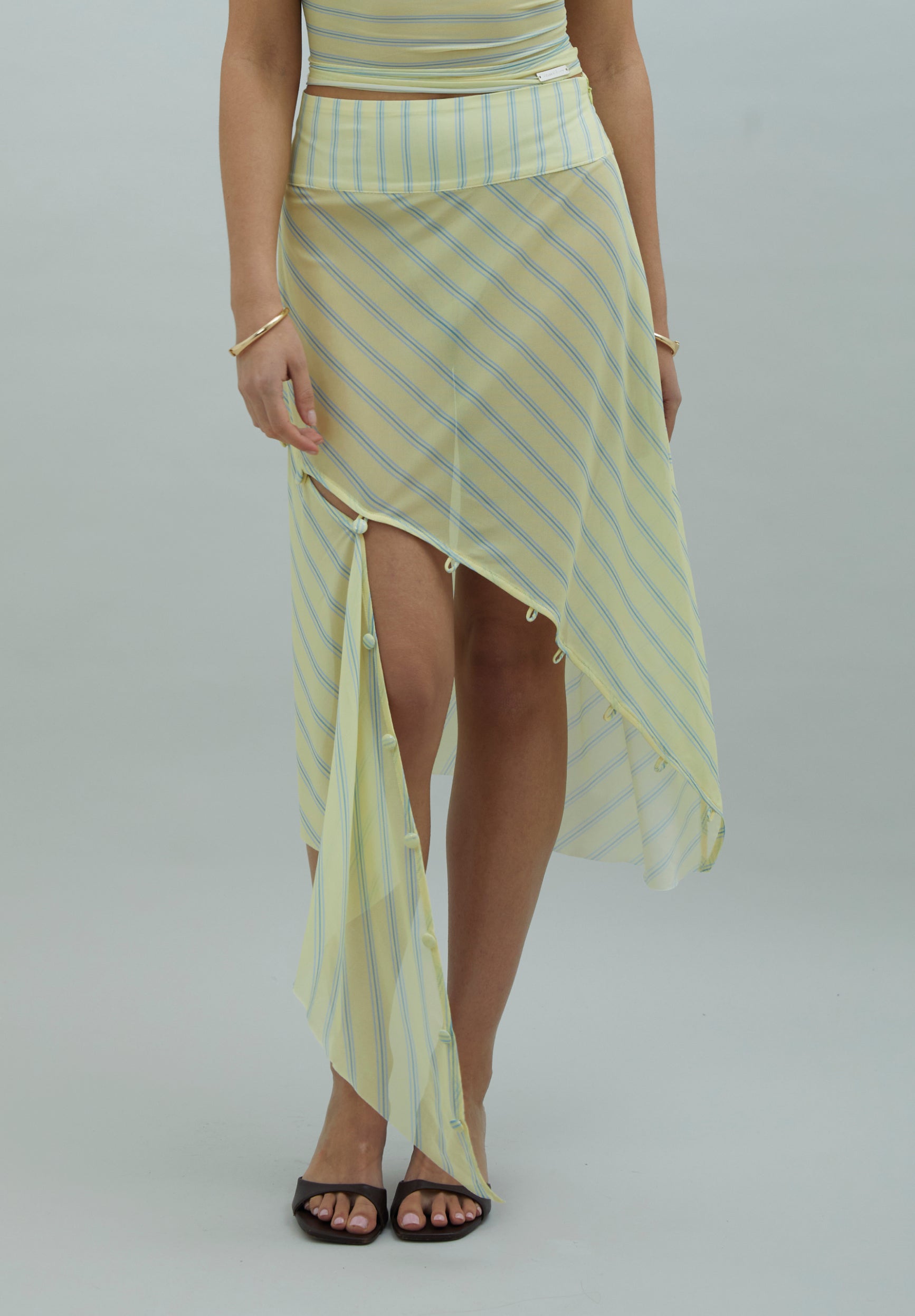 House Of Sunny Women's Skirts Striped Mesh Asymmetric Skirt gonna a righe UK 6–18 mesh