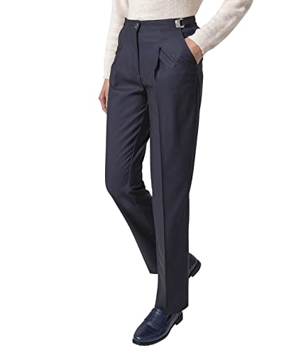 Damart Prêt-à-porter pantaloni donna blu navy 40 taglio ampio