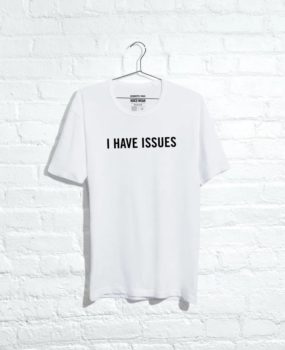 Kenneth Cole Reaction Clothing I Have Issues T-Shirt bianca in cotone