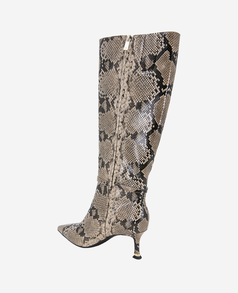 Kenneth Cole Reaction Shoes Utah Leather Boot stivali taupe effetto snake