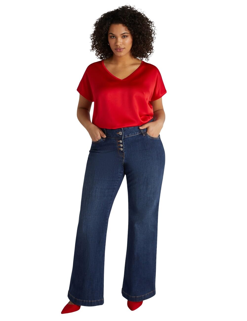 Fiorella Rubino Top e t-shirt T-shirt in Raso e Jersey t-shirt blu curvy