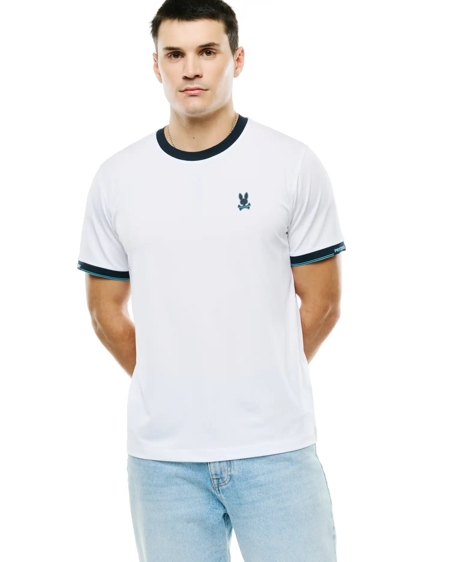 Psycho Bunny Edmonds Chest Bunny Sport t-shirt bianca elasticizzata