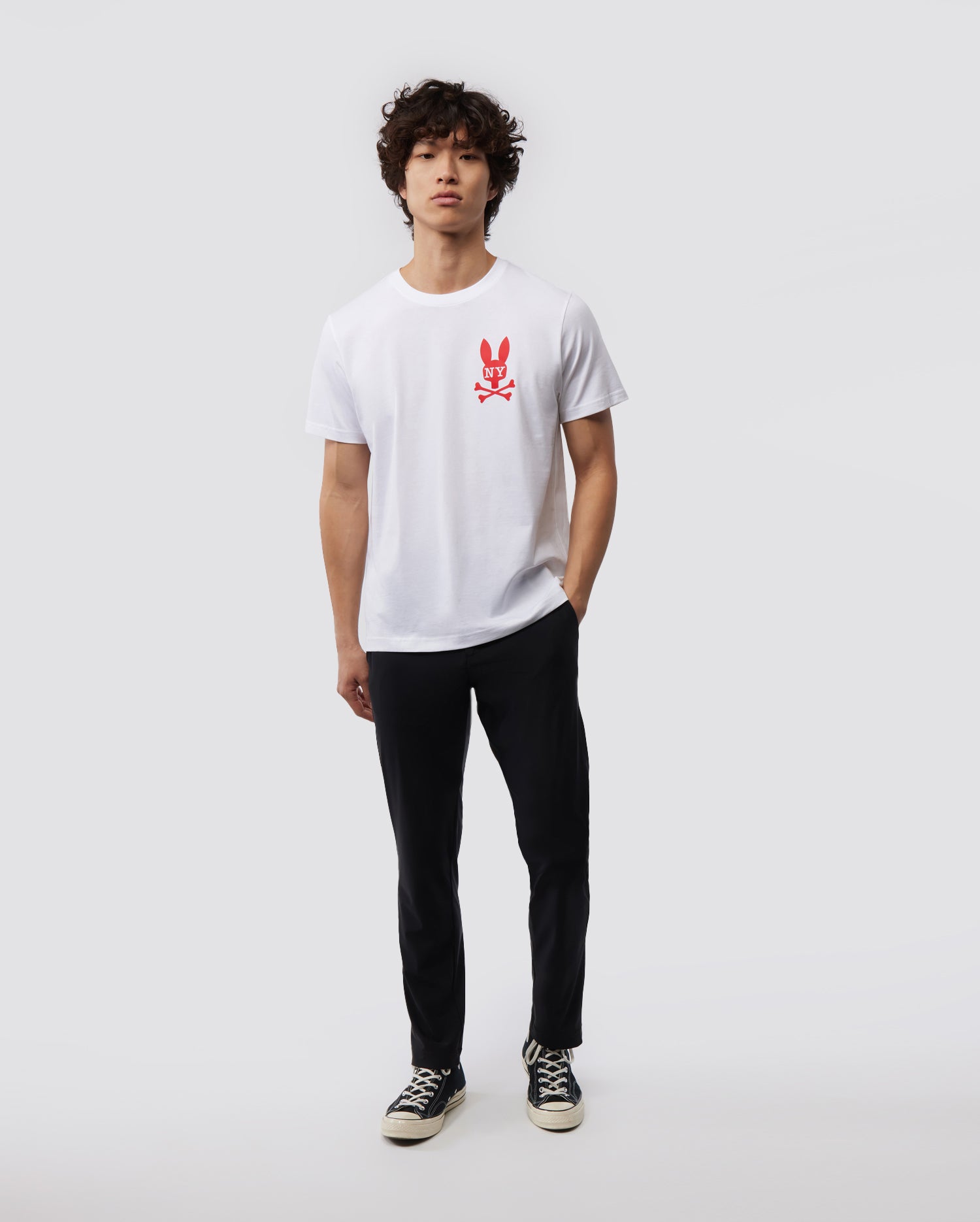 Psycho Bunny Men's Tees New York Tee B6U554W1PC T-shirt bianca in cotone Pima