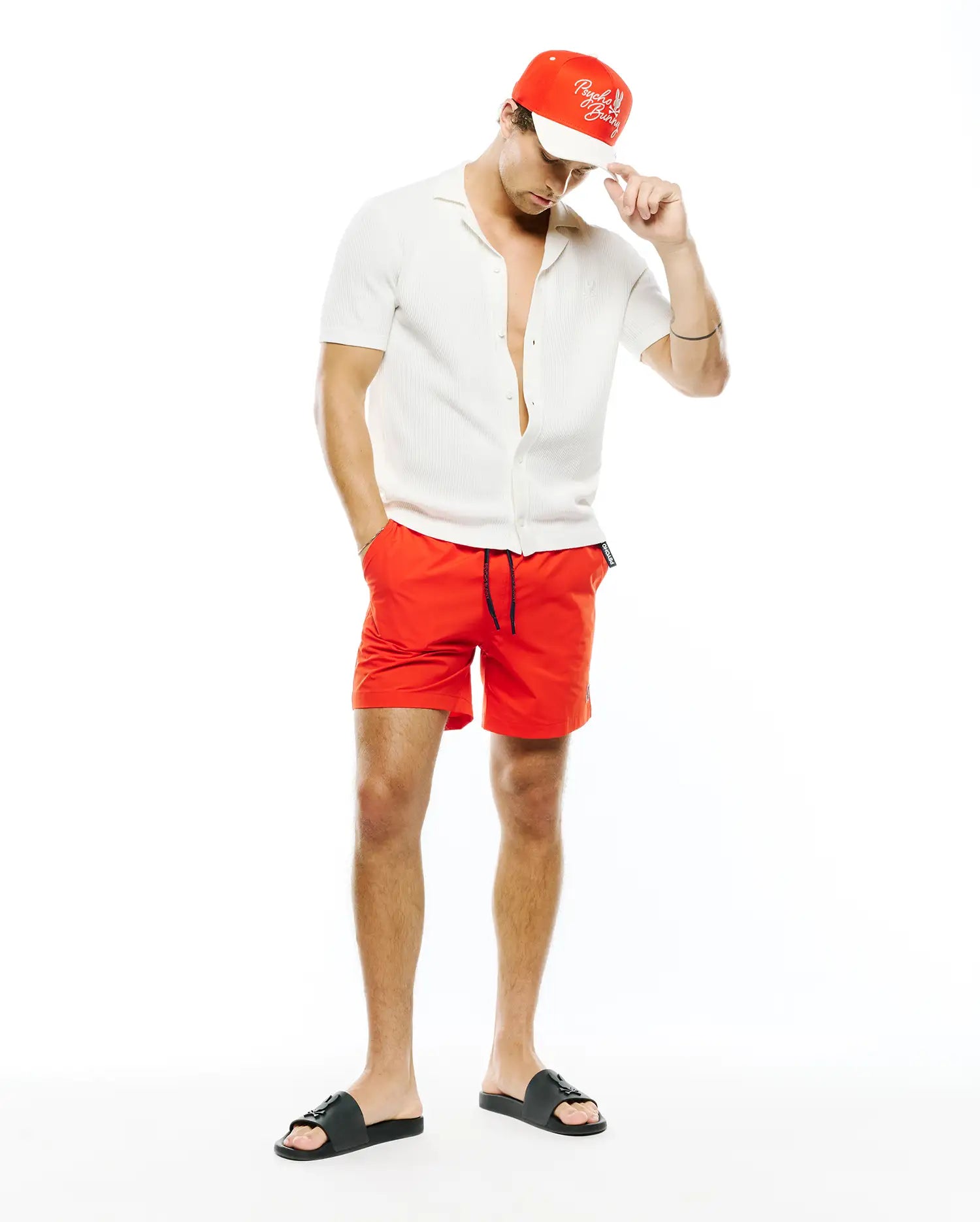 Psycho Bunny Men's Swimwear Samos costume da bagno rosso 6" idroreattivo