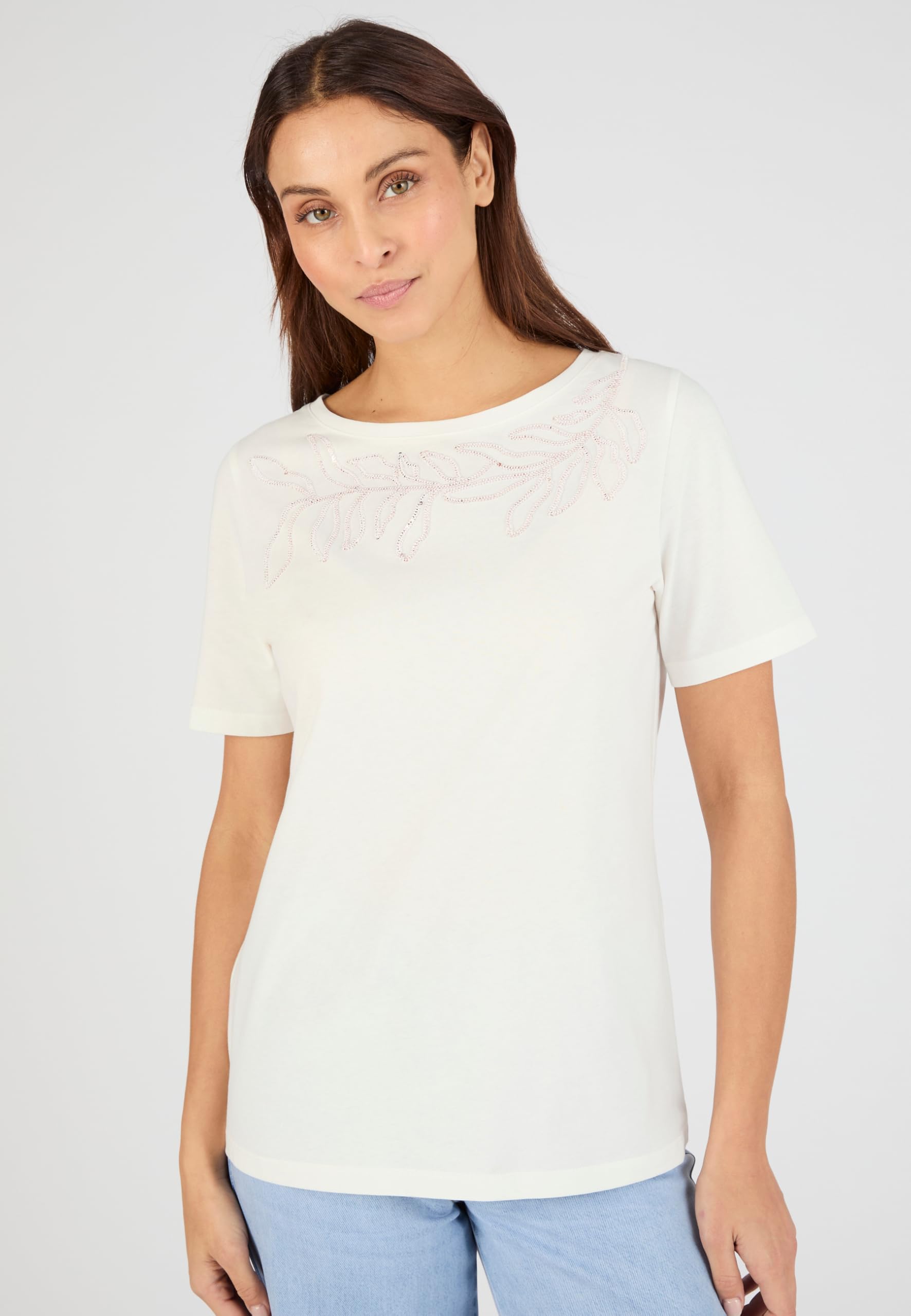 Damart Prêt-à-porter T-shirt Ricamo E Paillettes Puro Cotone Donna