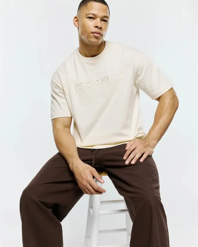 Psycho Bunny Men's Tees Windcrest Oversized T-shirt bianca oversize in cotone