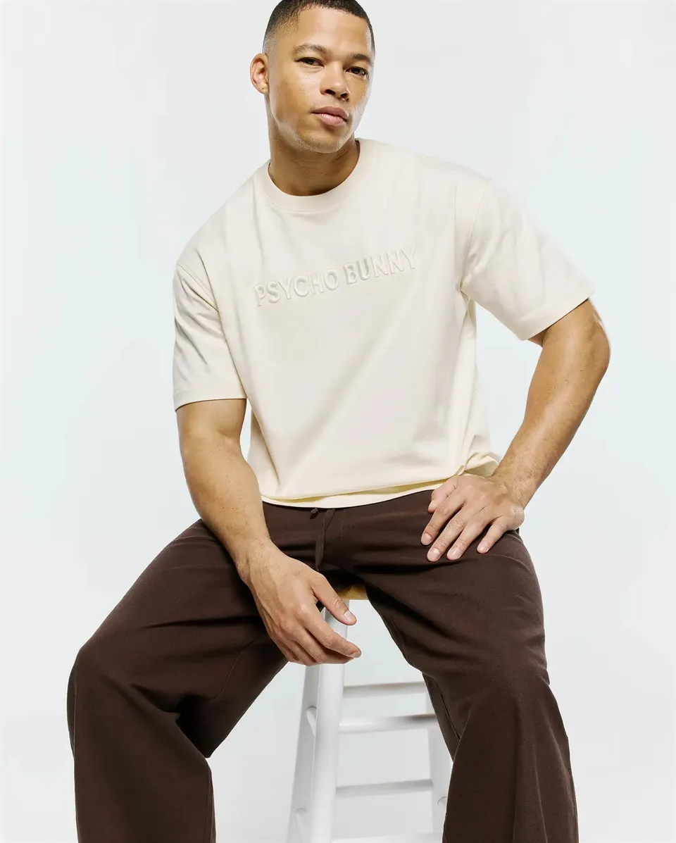Psycho Bunny Men's Tees Windcrest Oversized T-shirt bianca oversize in cotone