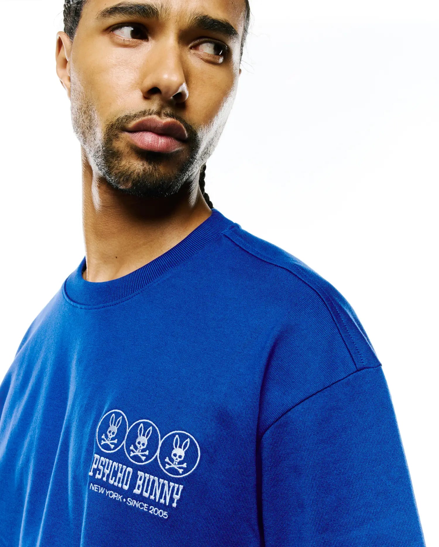 Psycho Bunny Men's Tees Men's Nathaniel Oversized Pima Tee maglietta blu