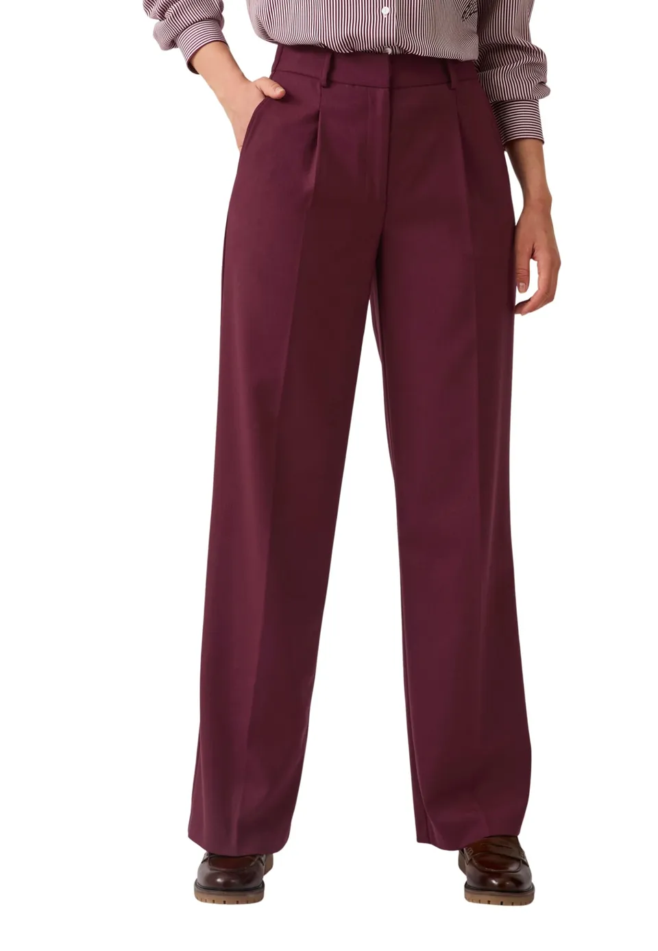 Damart Prêt-à-porter pantaloni larghi donna 40 bordeaux a righe