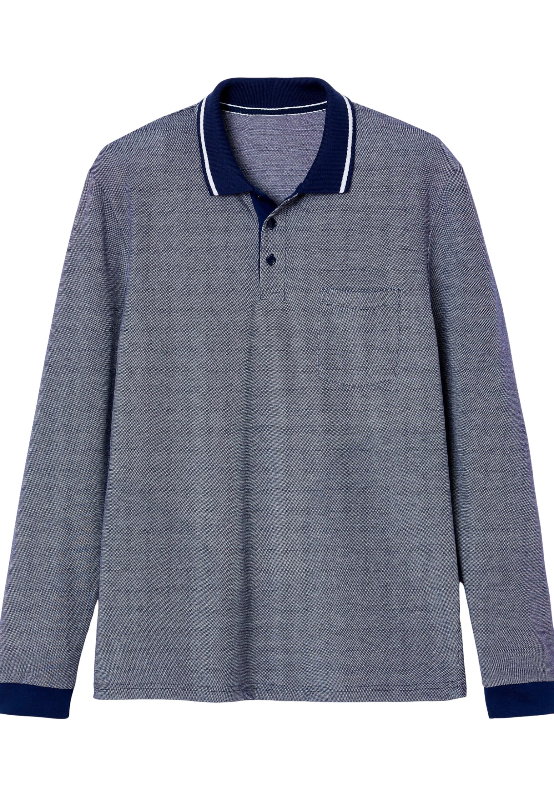 Damart Prêt-à-porter polo uomo manica lunga righe blu marino S