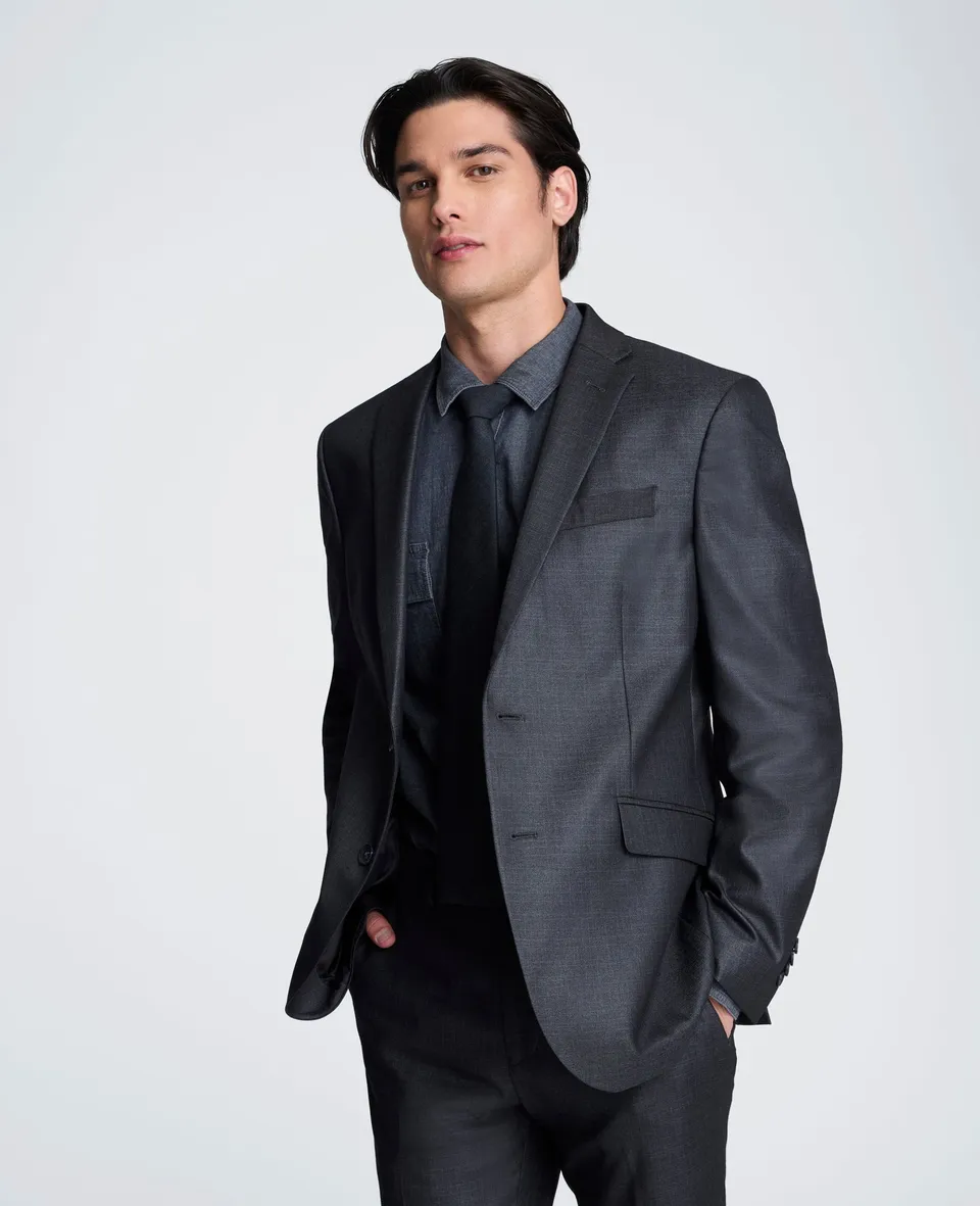 Kenneth Cole Reaction Clothing Slim-Fit Stretch Suit Separate Jacket giacca grigio canna di fucile