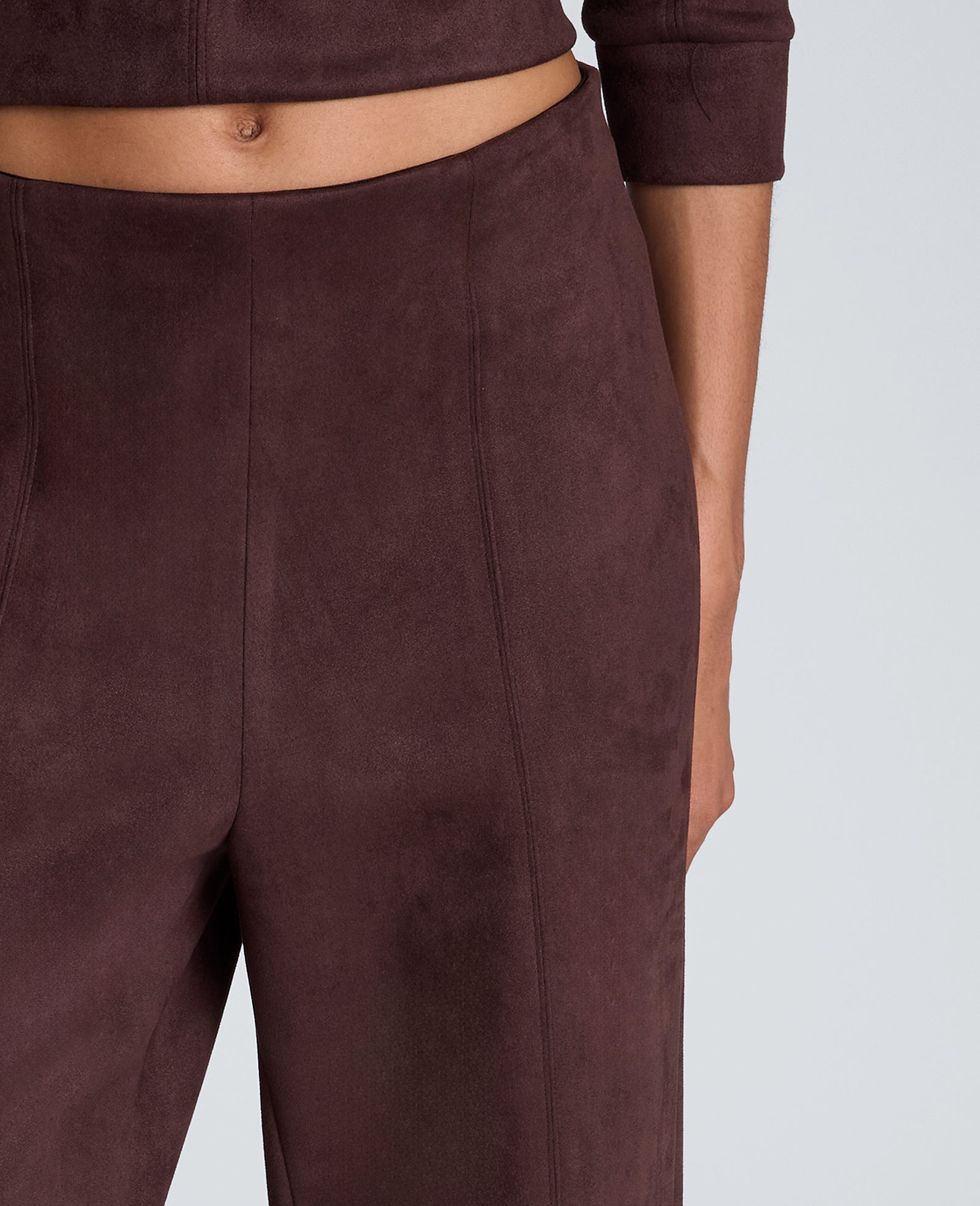 Kenneth Cole Reaction Clothing High Rise Pull On Wide Leg Hollywood Waist Pant pantaloni wide leg vita alta marrone