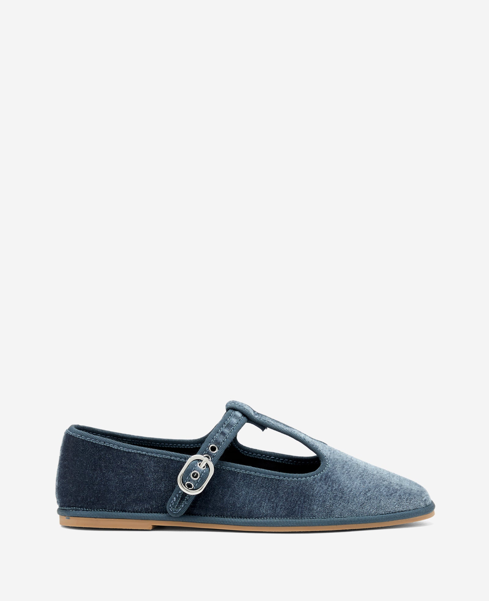 Kenneth Cole Reaction Shoes Verona Velvet T-Strap Mary Jane Flat blu