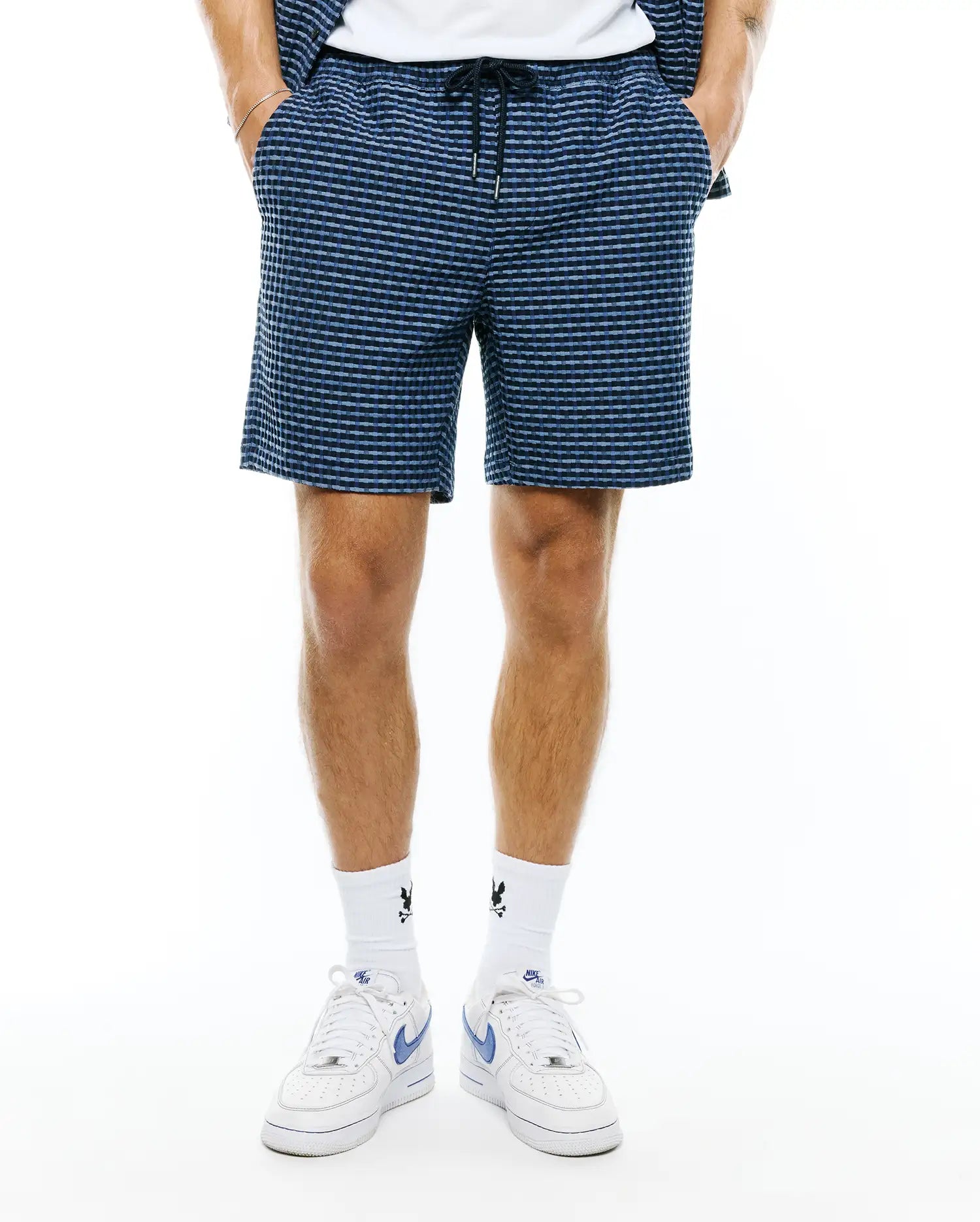 Psycho Bunny Men's Shorts Erik Raised Check Short 7" MB0700035 shorts blu navy
